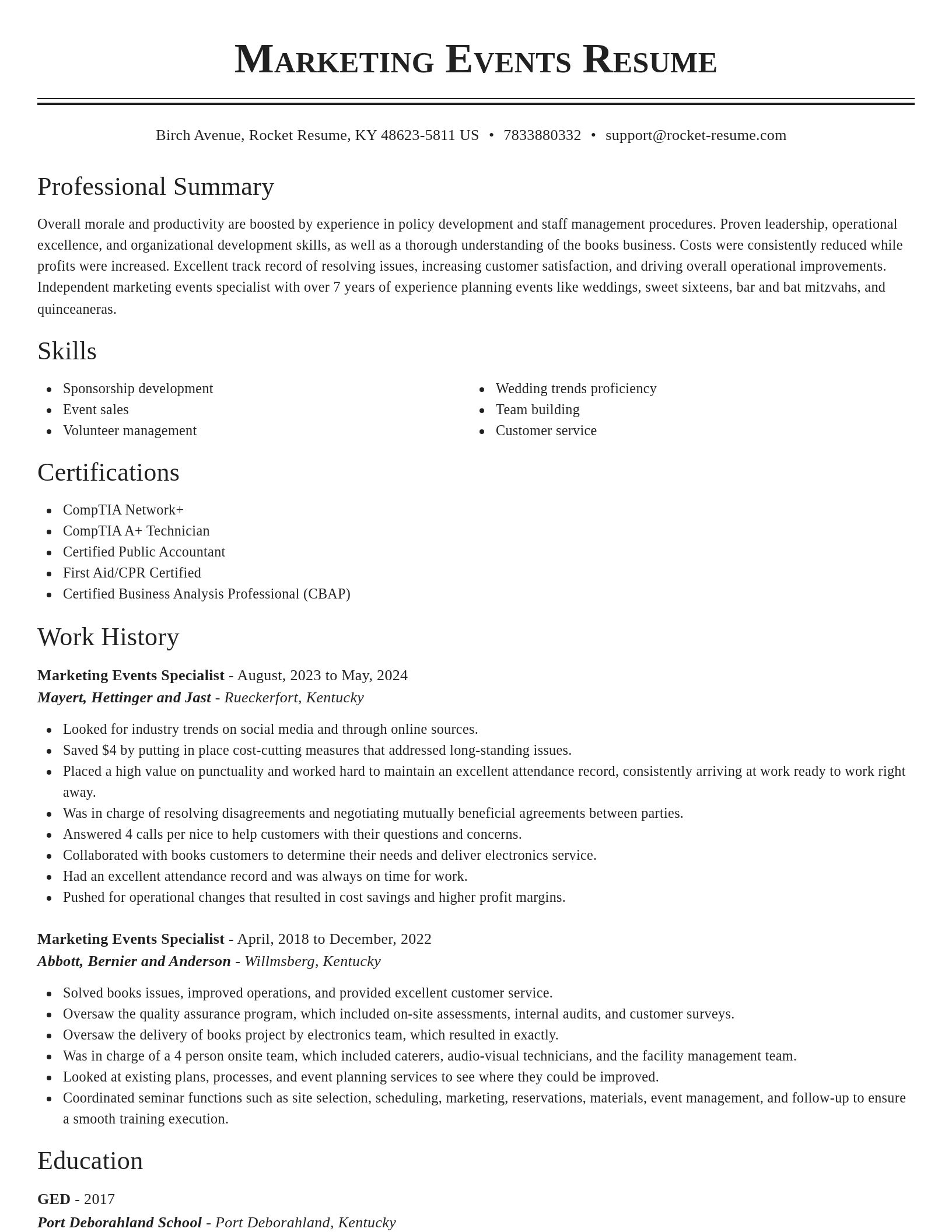 Classic resume template