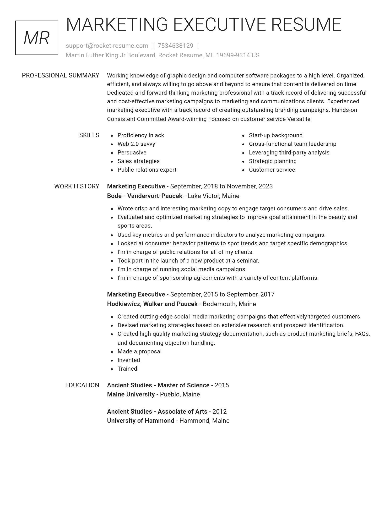 Renowned resume template