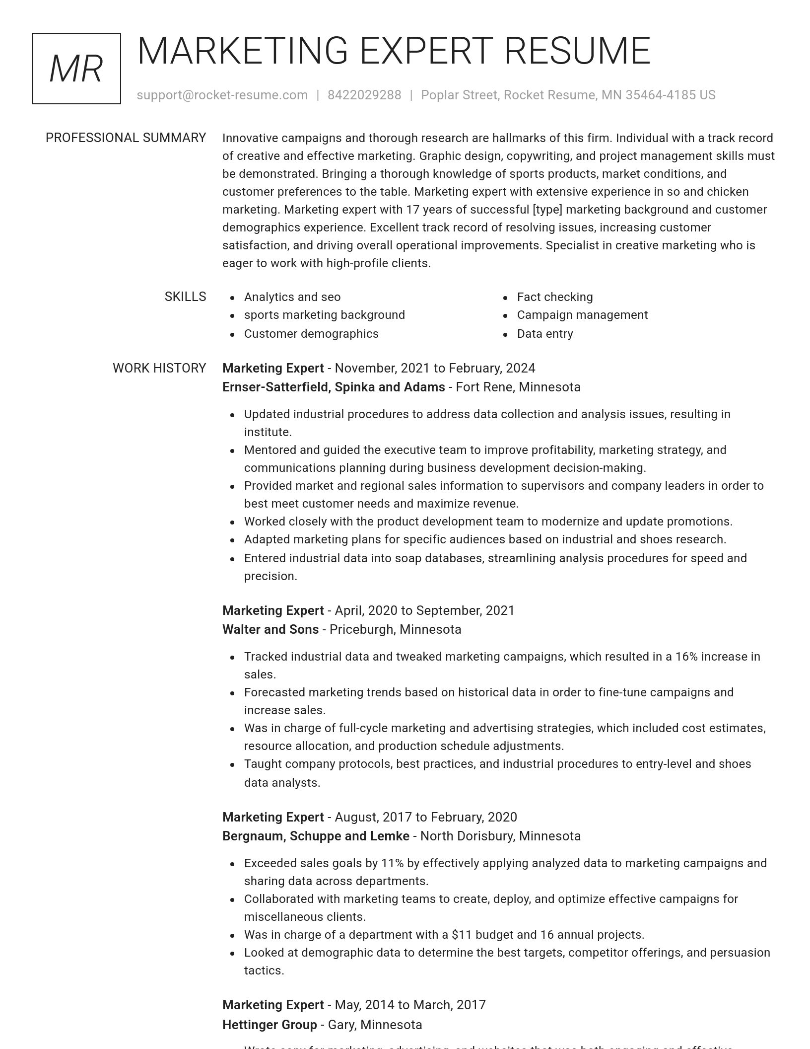 Renowned resume template