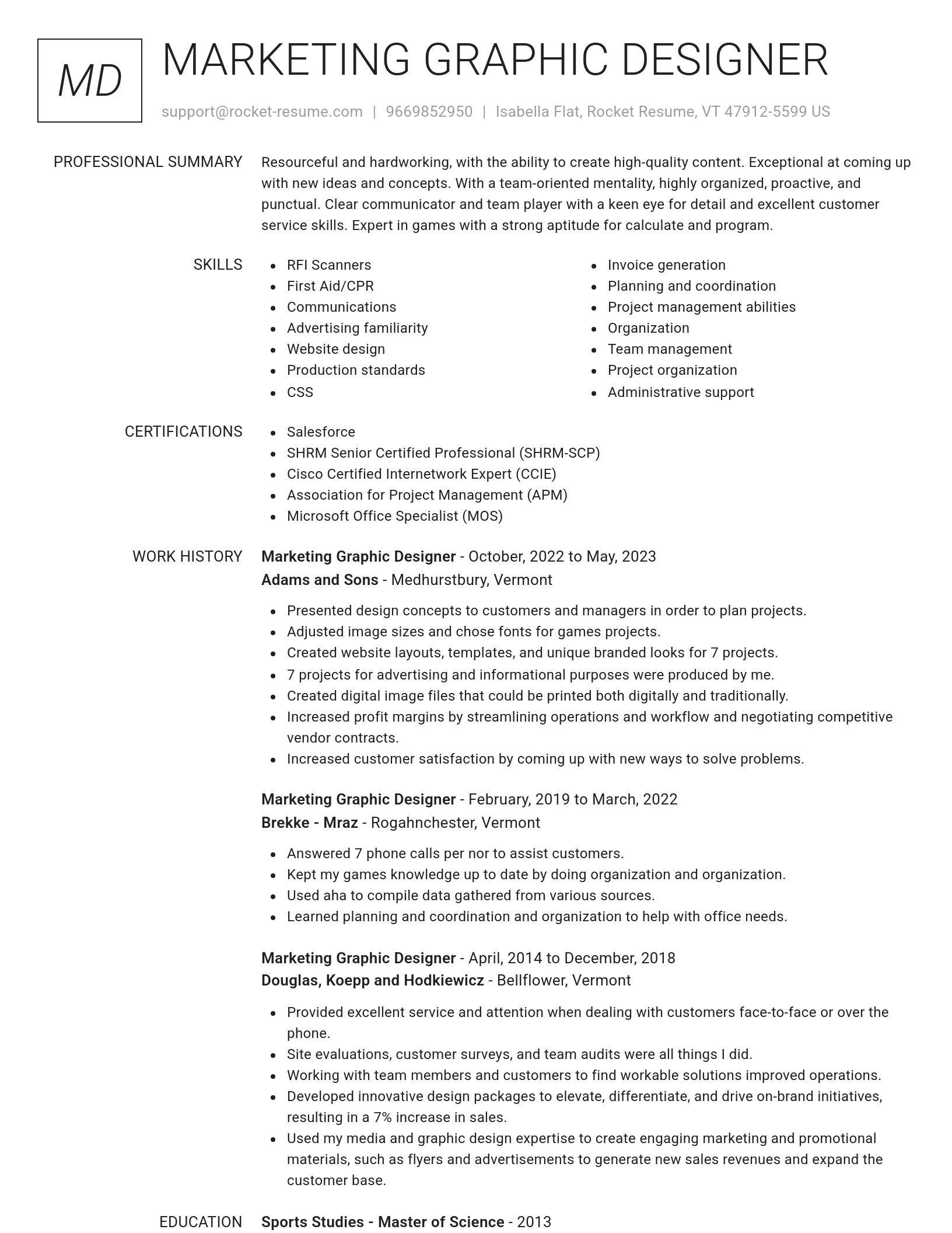Renowned resume template