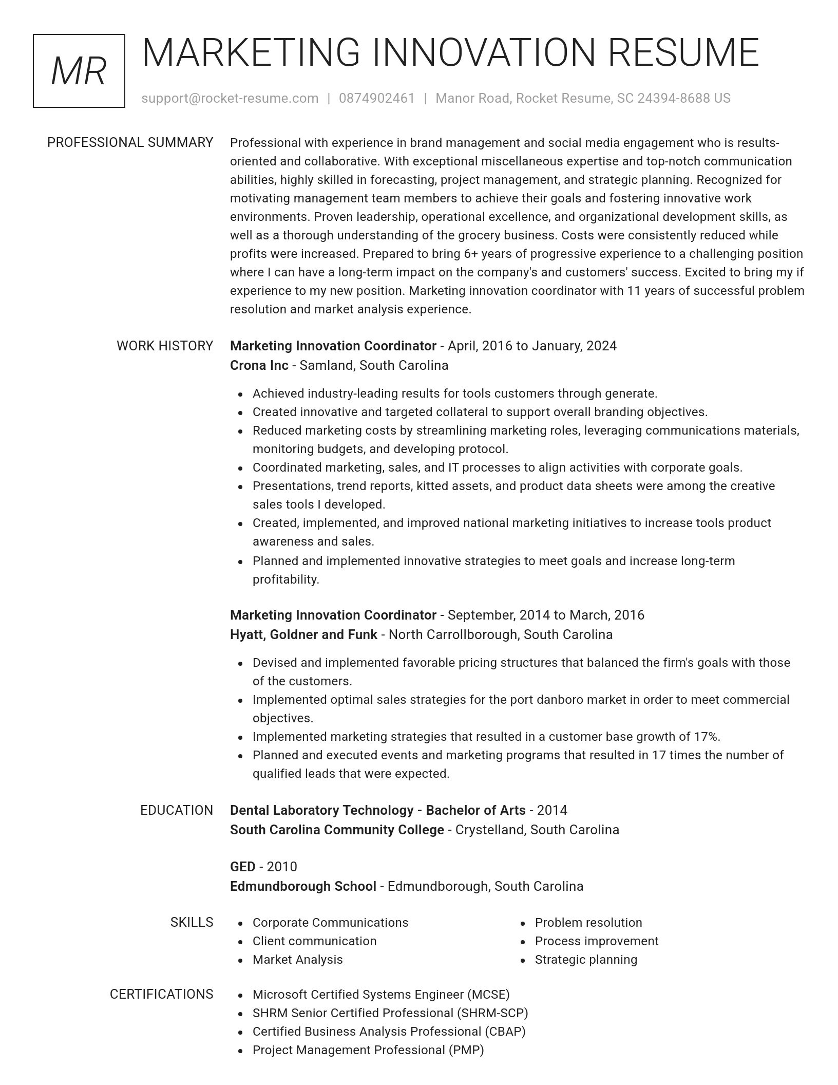 Renowned resume template