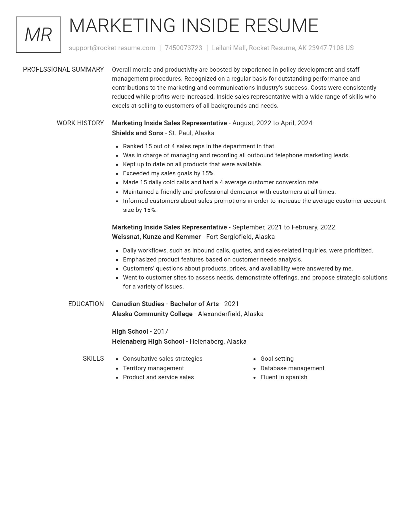 Renowned resume template