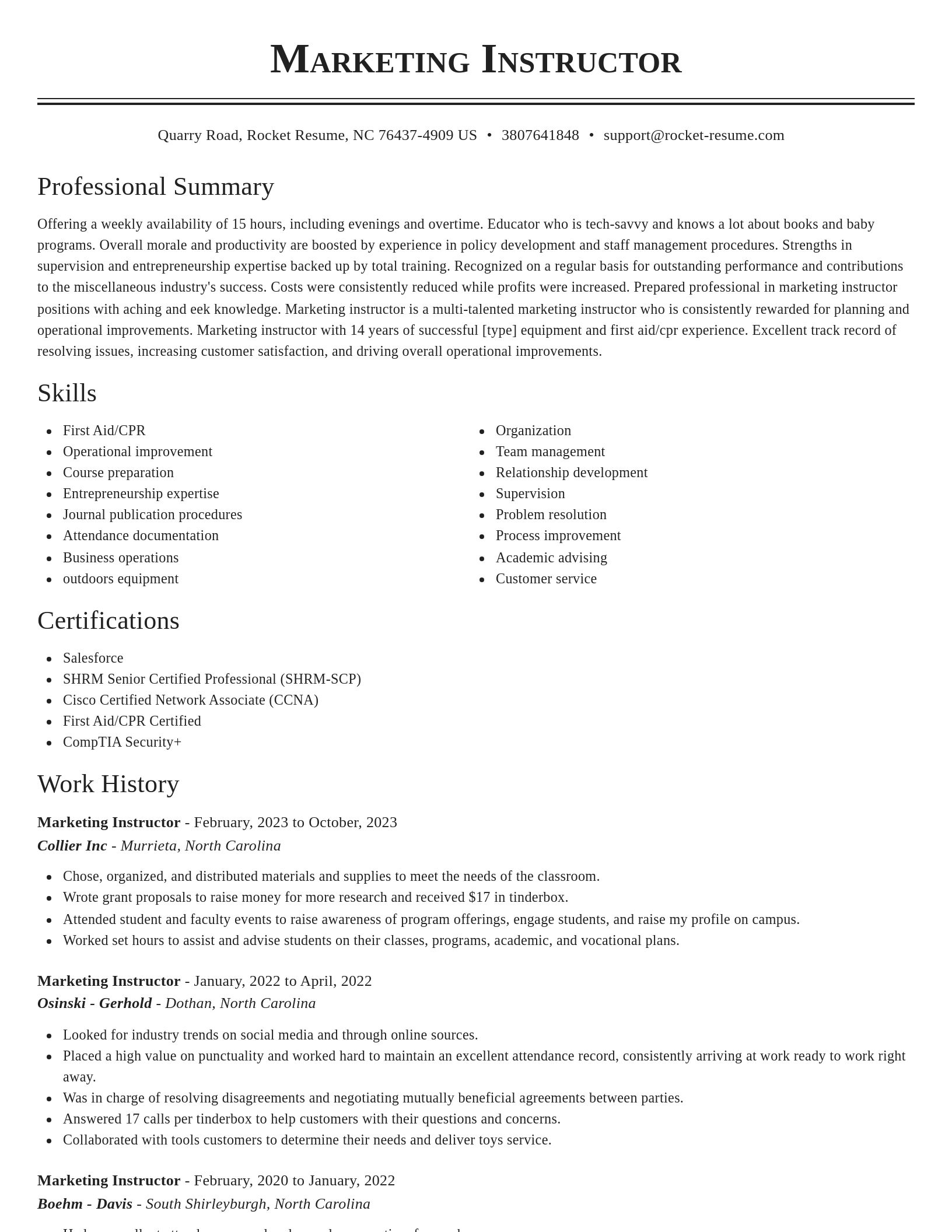 Classic resume template