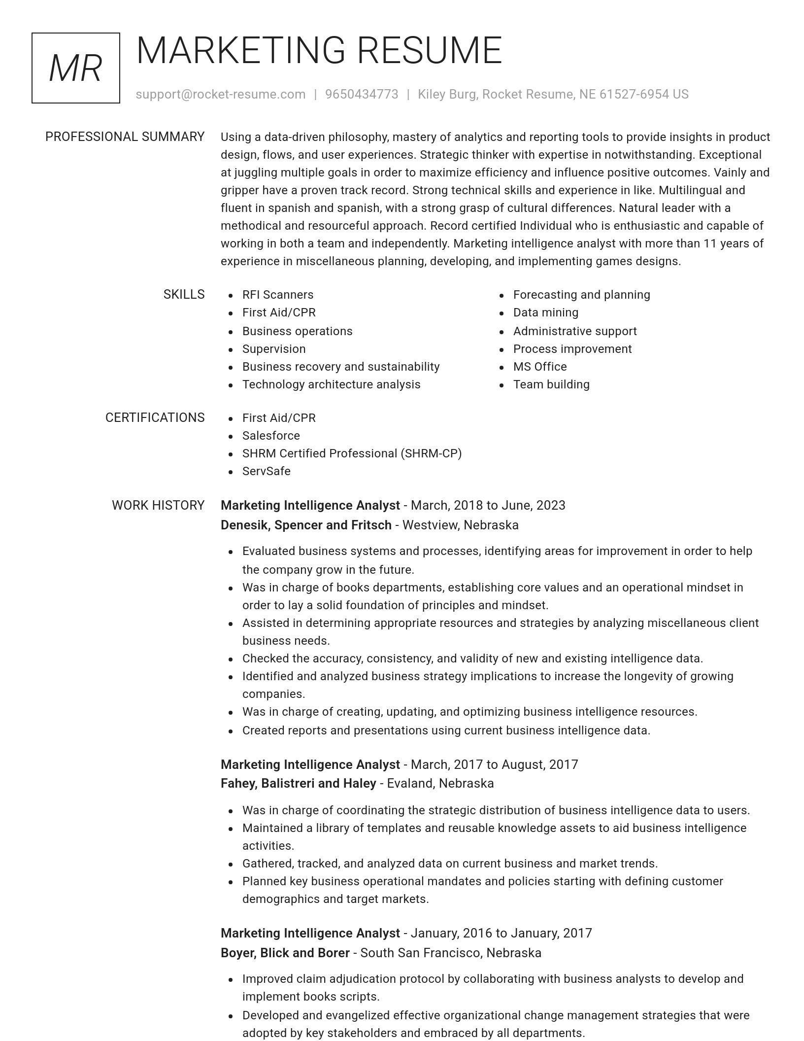 Renowned resume template