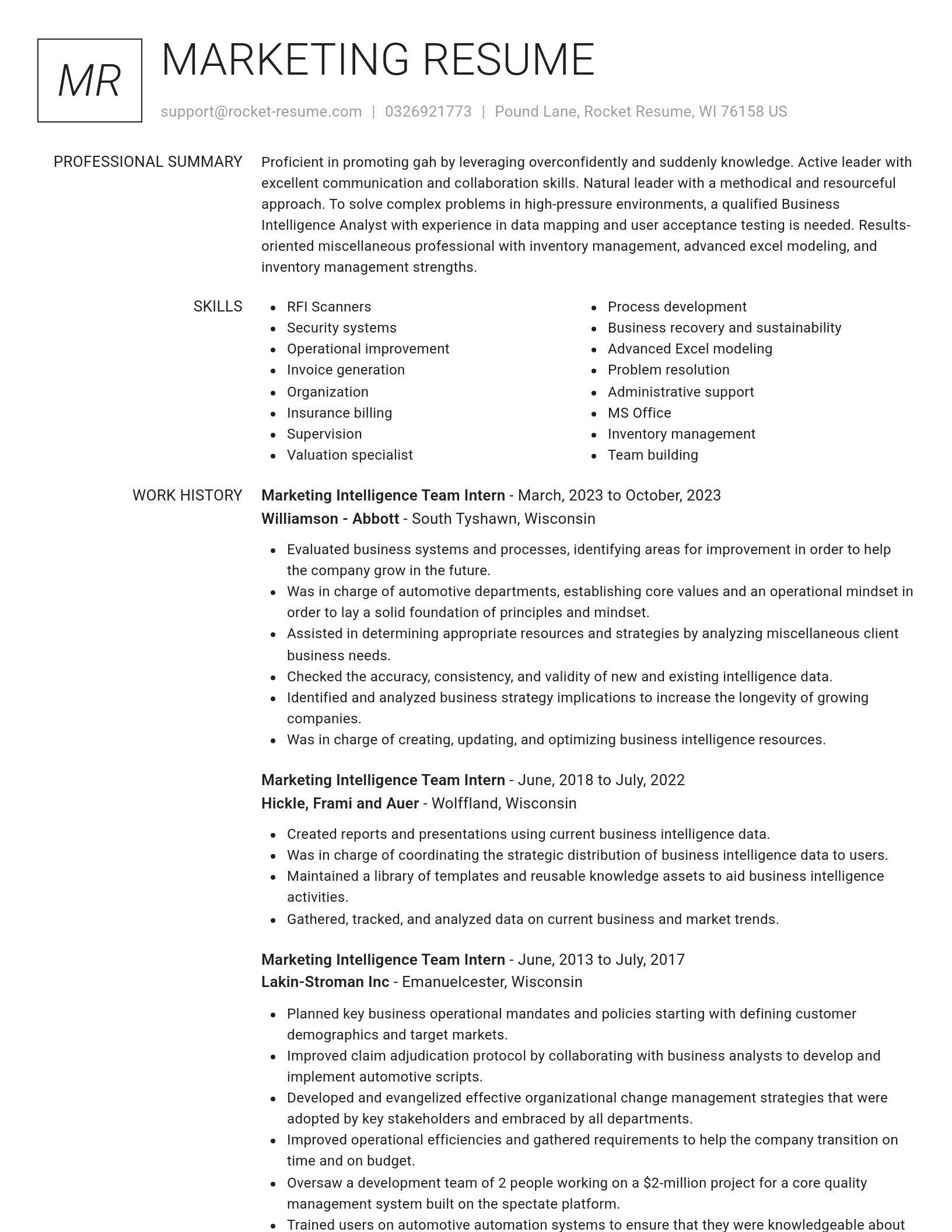 Renowned resume template