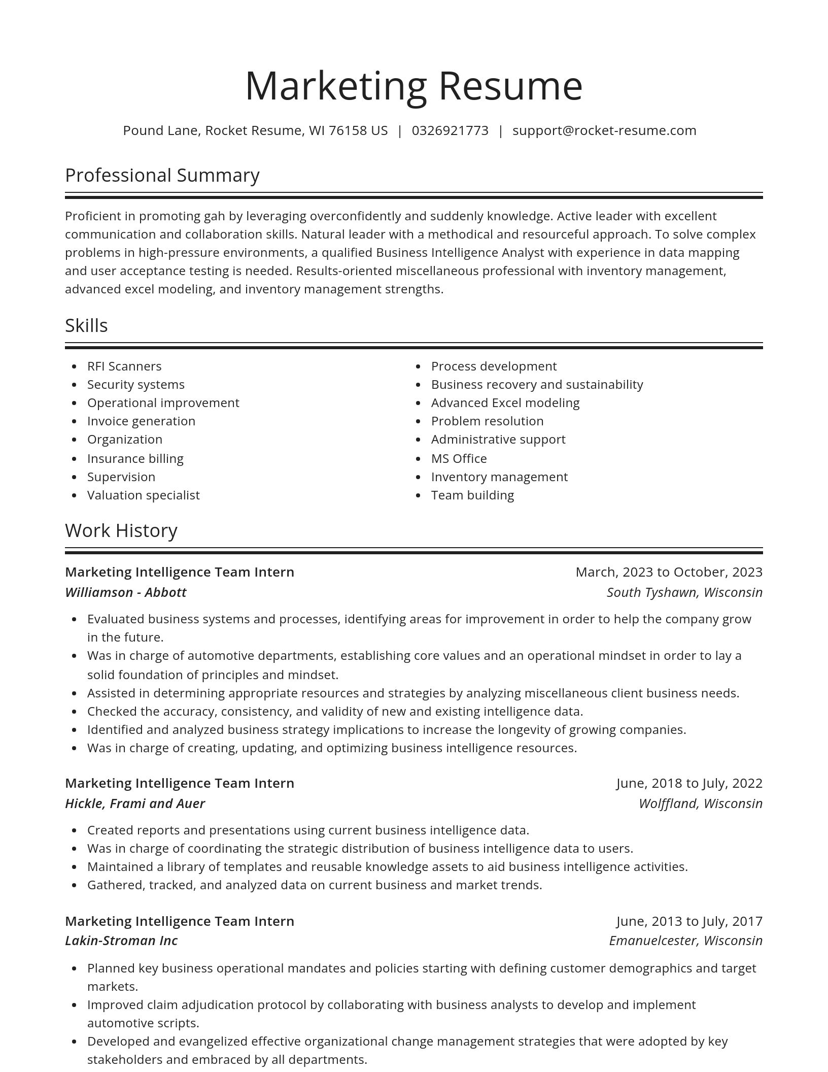 Spotlight resume template
