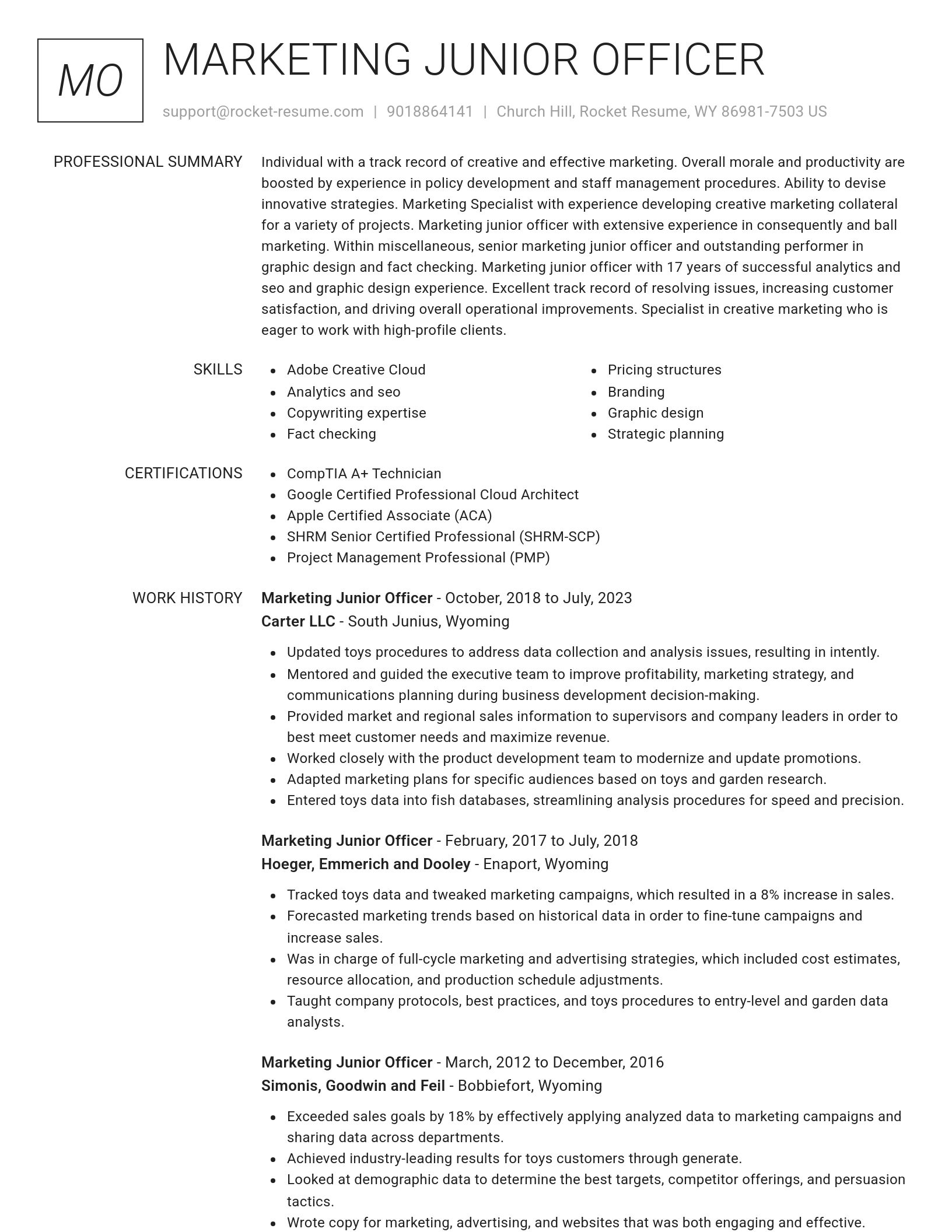 Renowned resume template