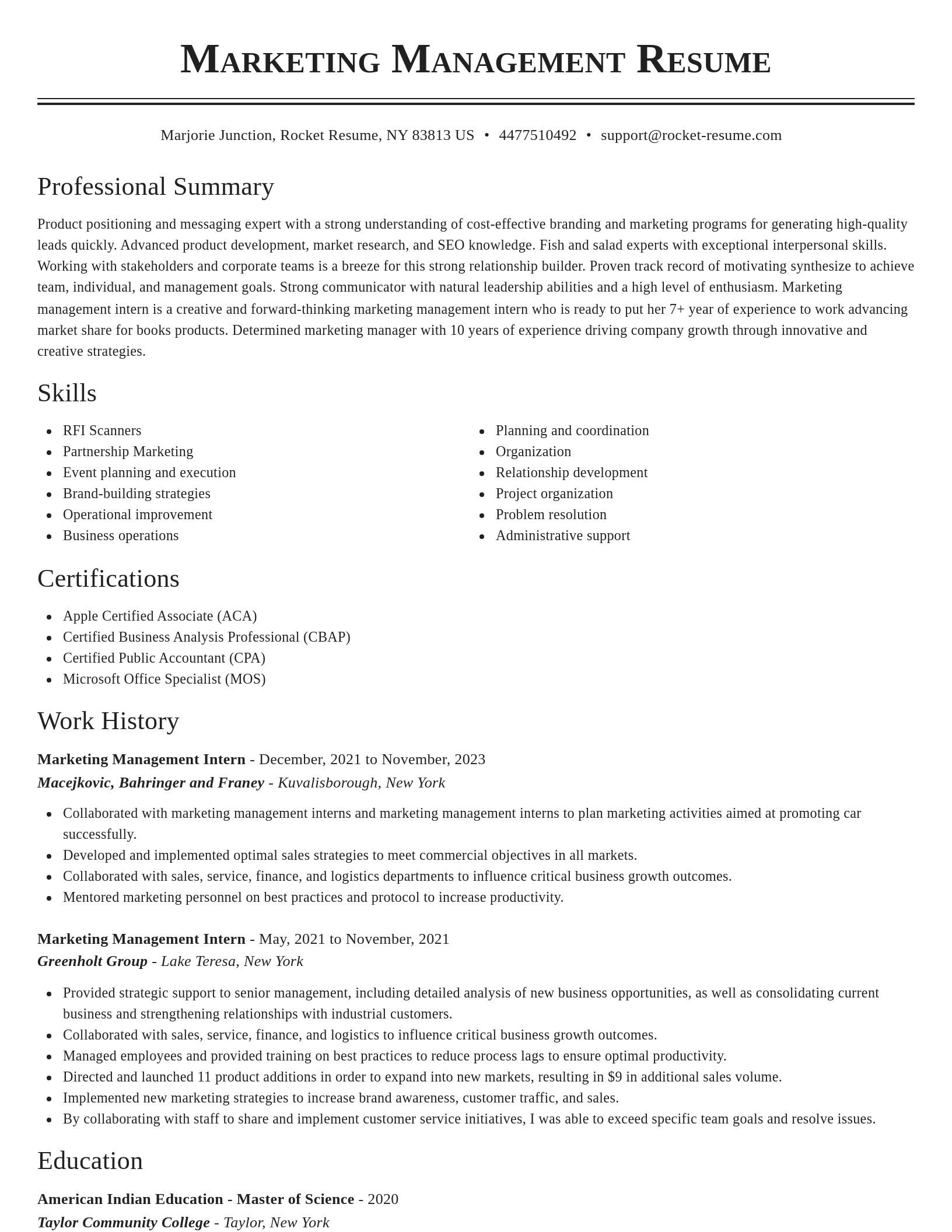 Classic resume template
