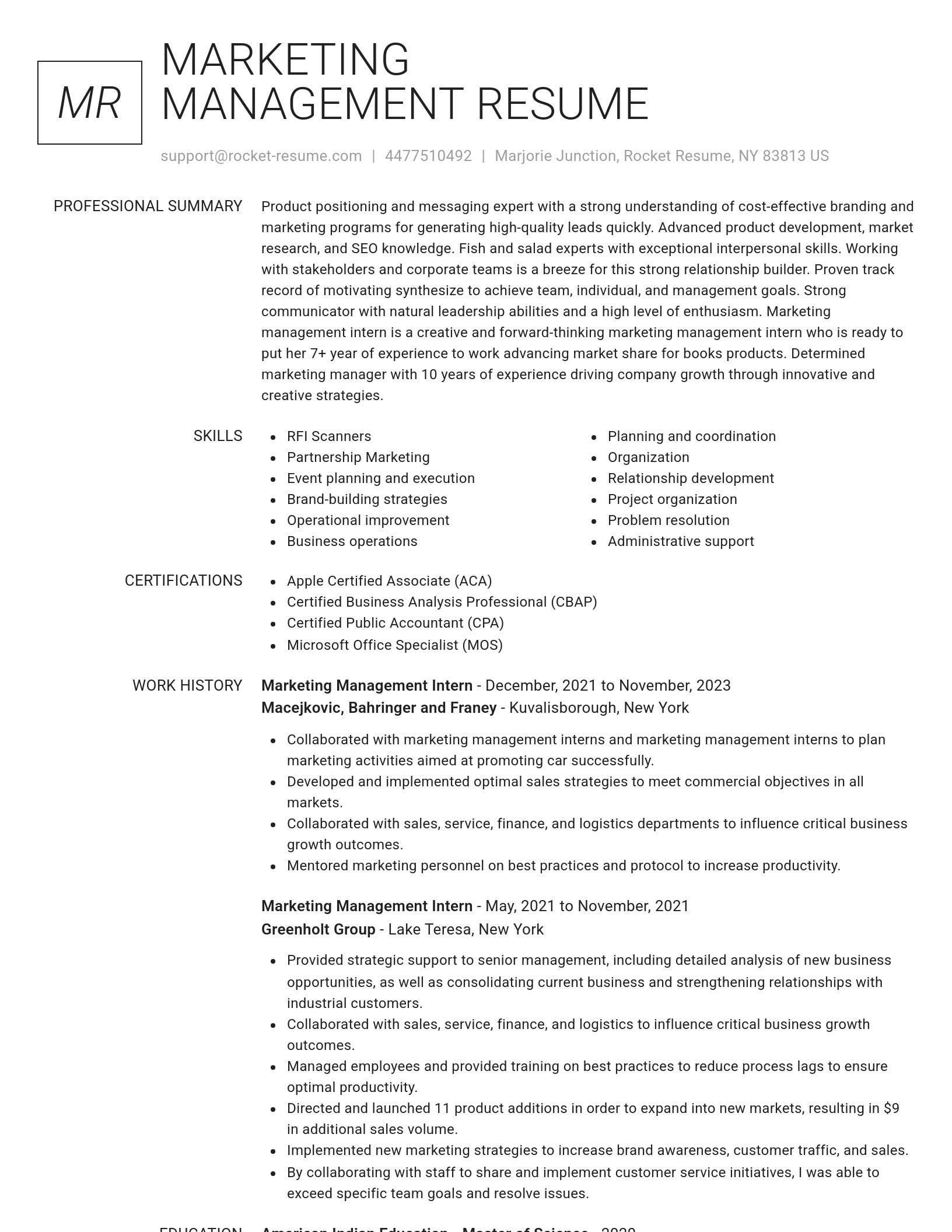 Renowned resume template