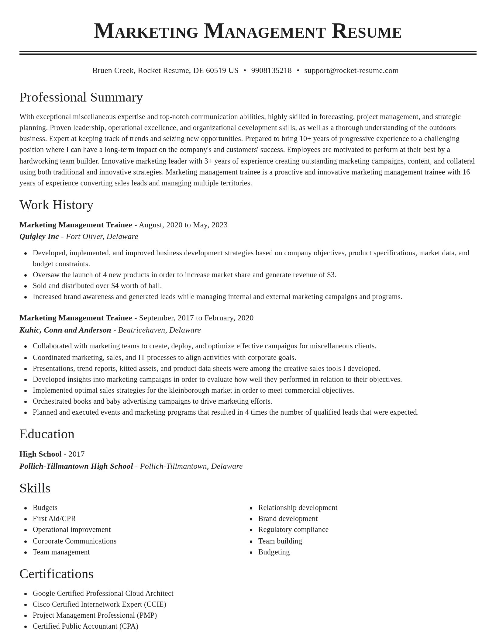 Classic resume template