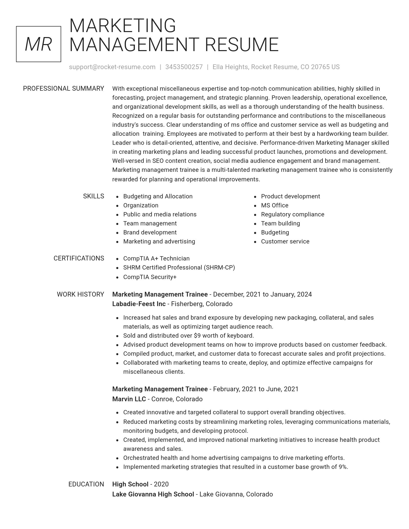 Renowned resume template