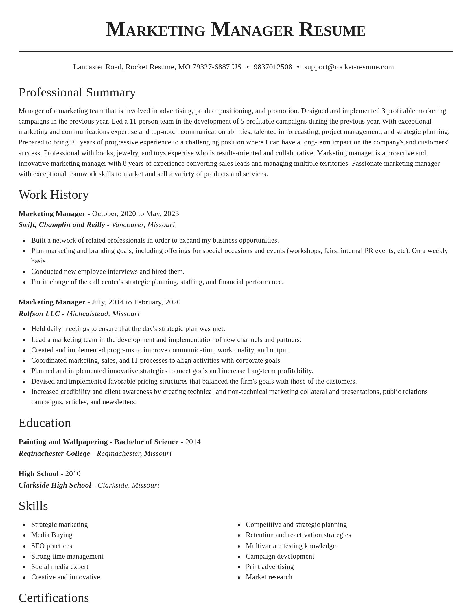 Classic resume template