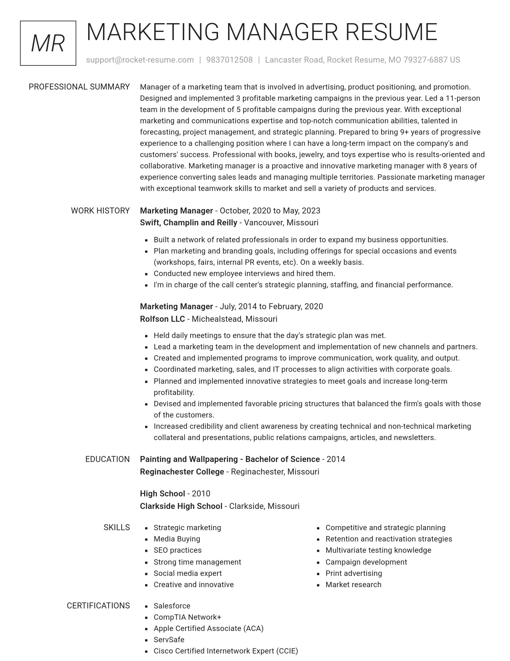 Renowned resume template