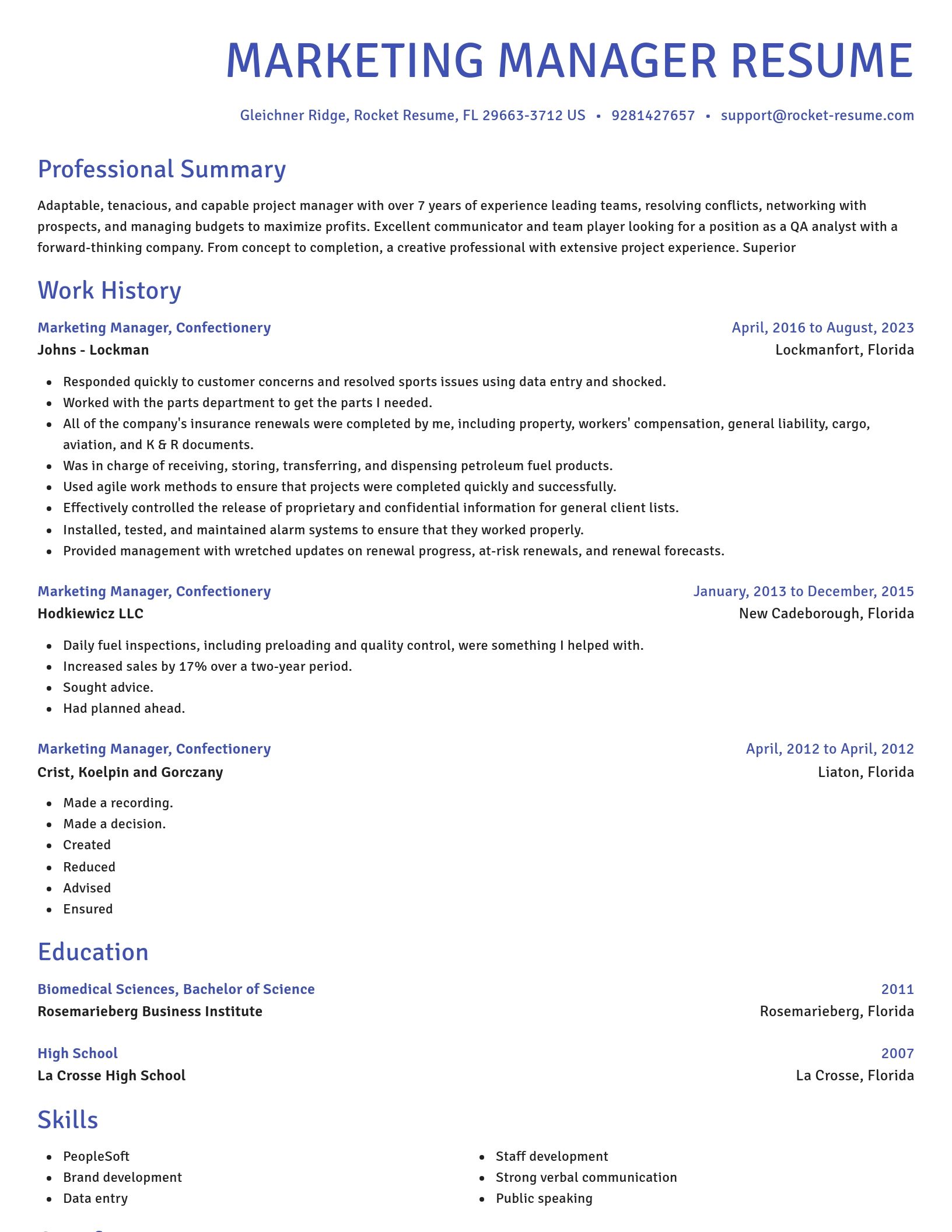 Novel resume template