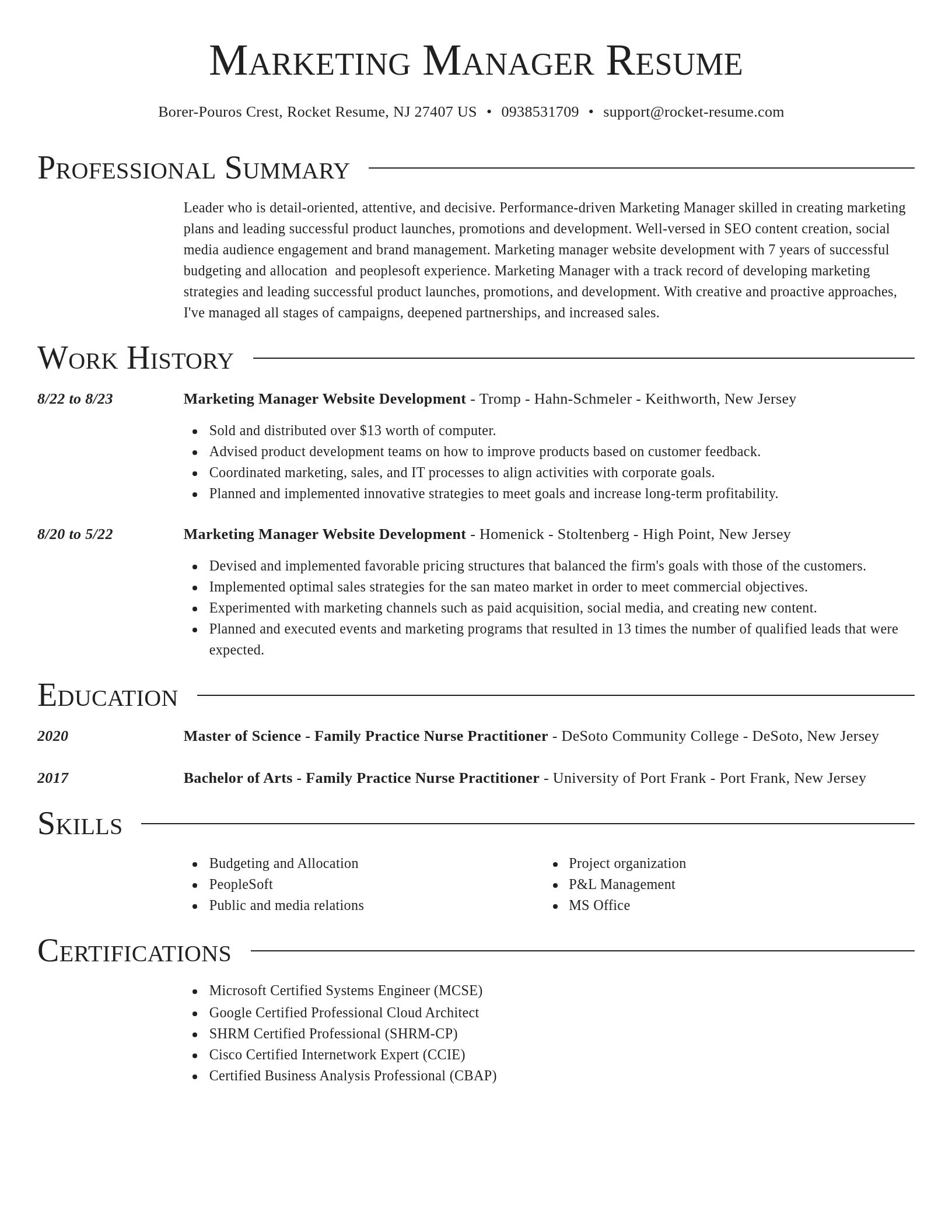 Director resume template