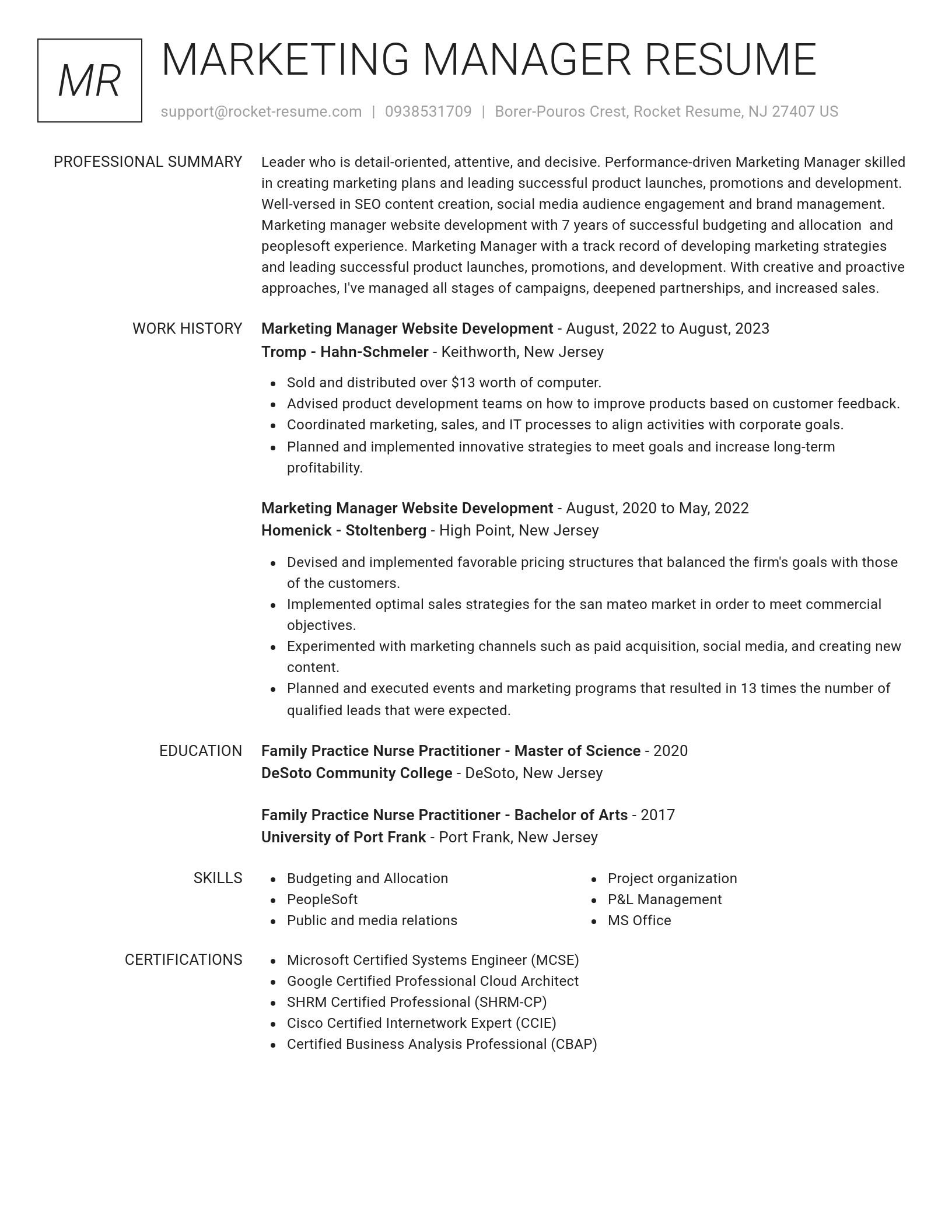 Renowned resume template