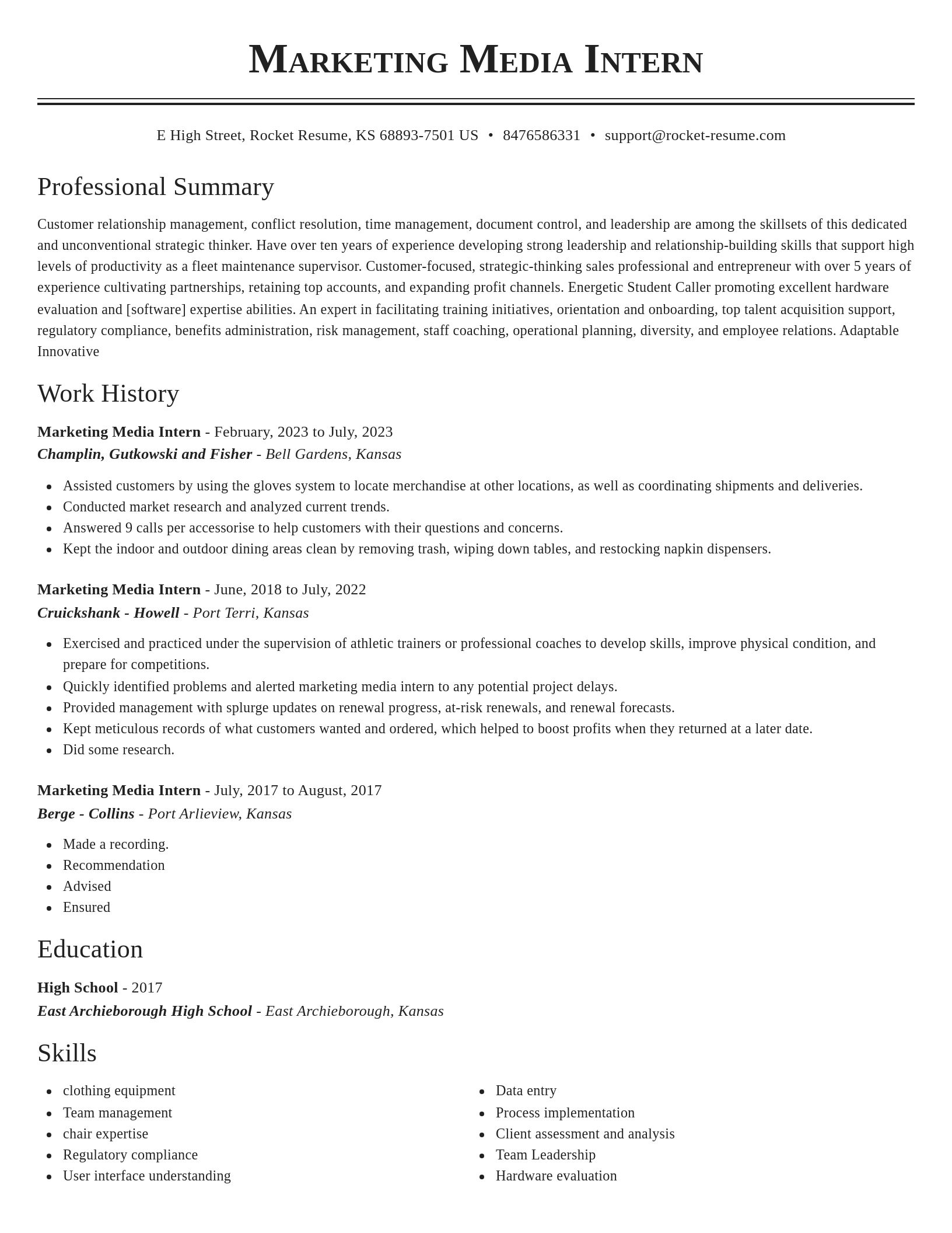 Classic resume template