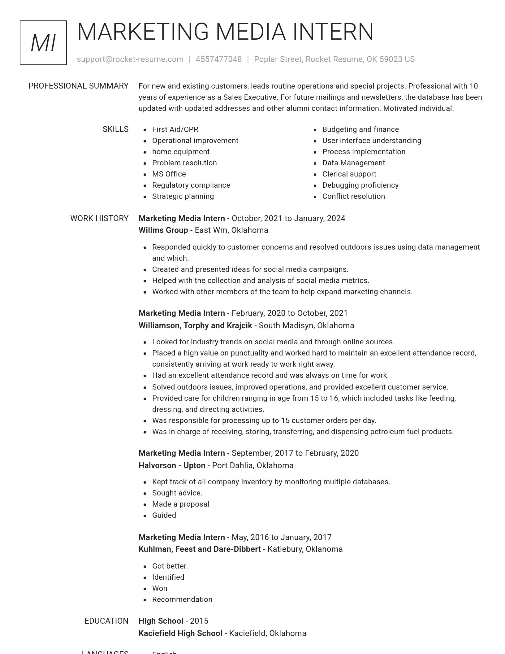 Renowned resume template