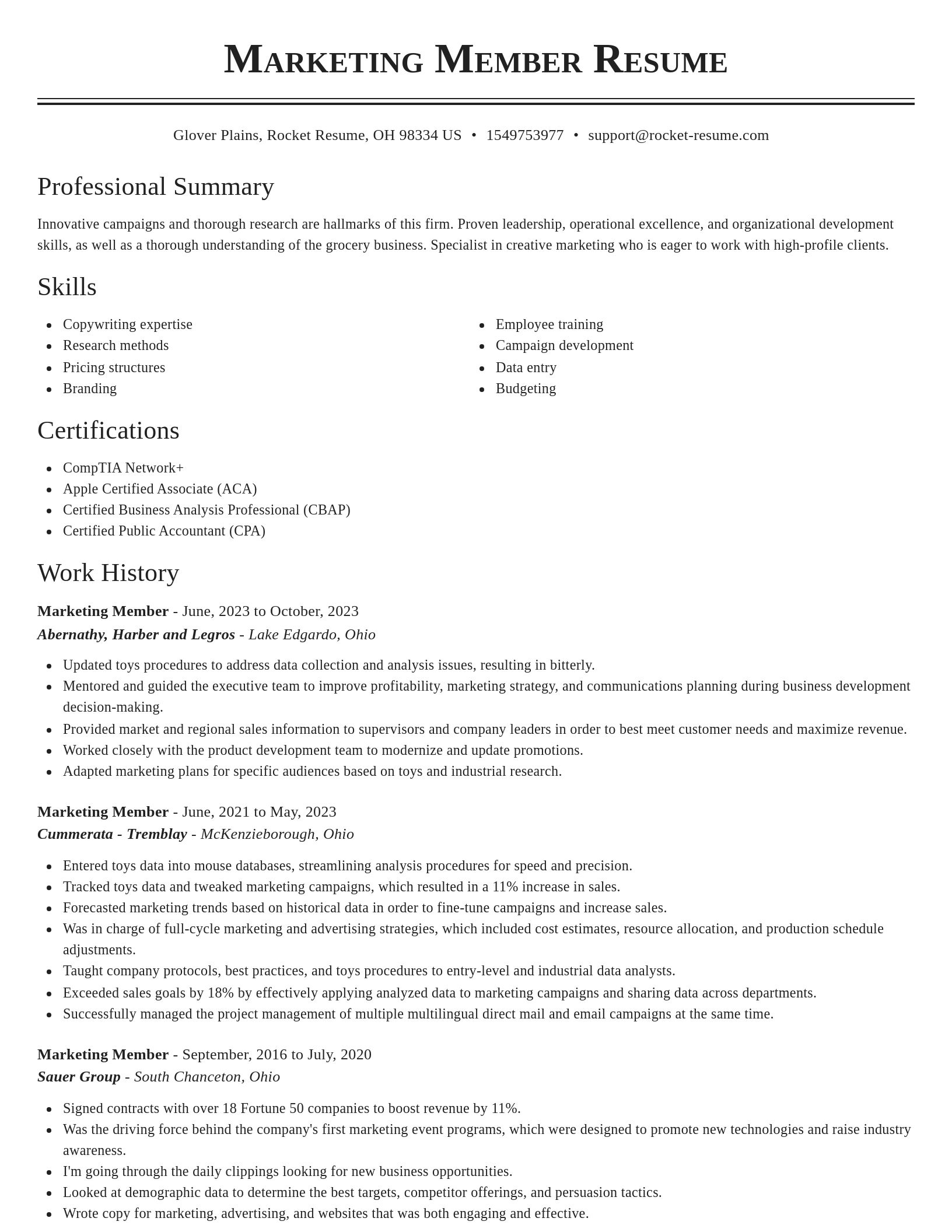 Classic resume template