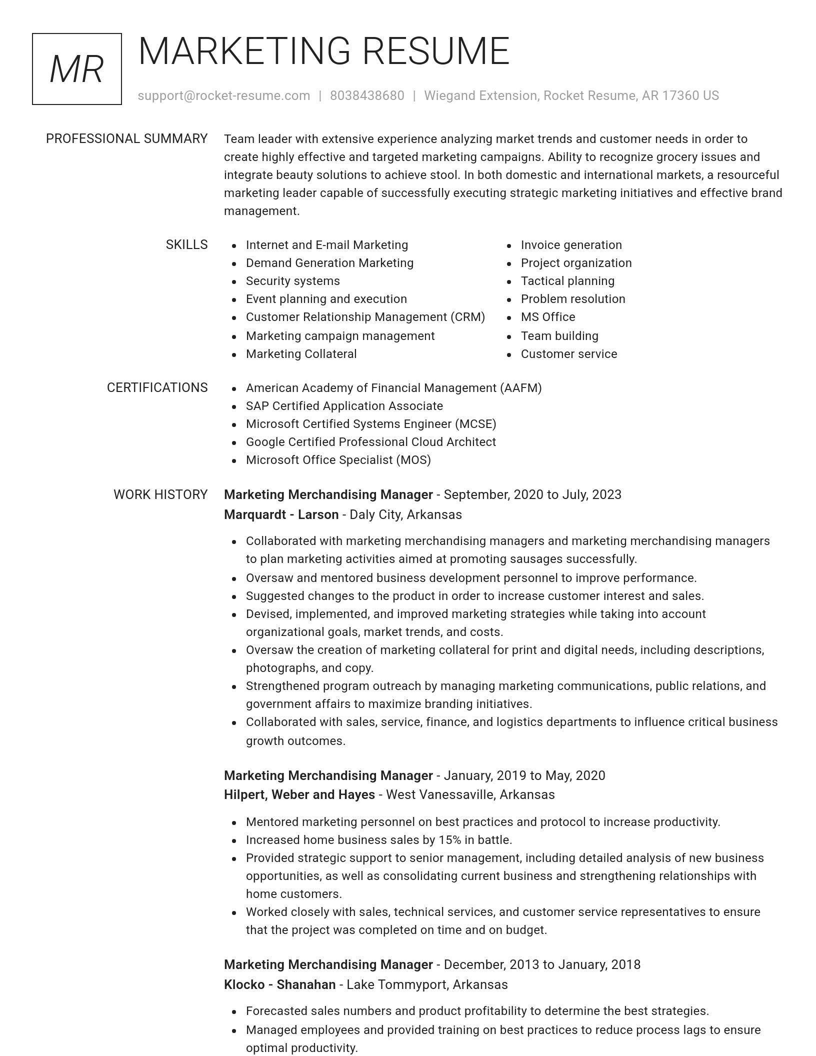 Renowned resume template