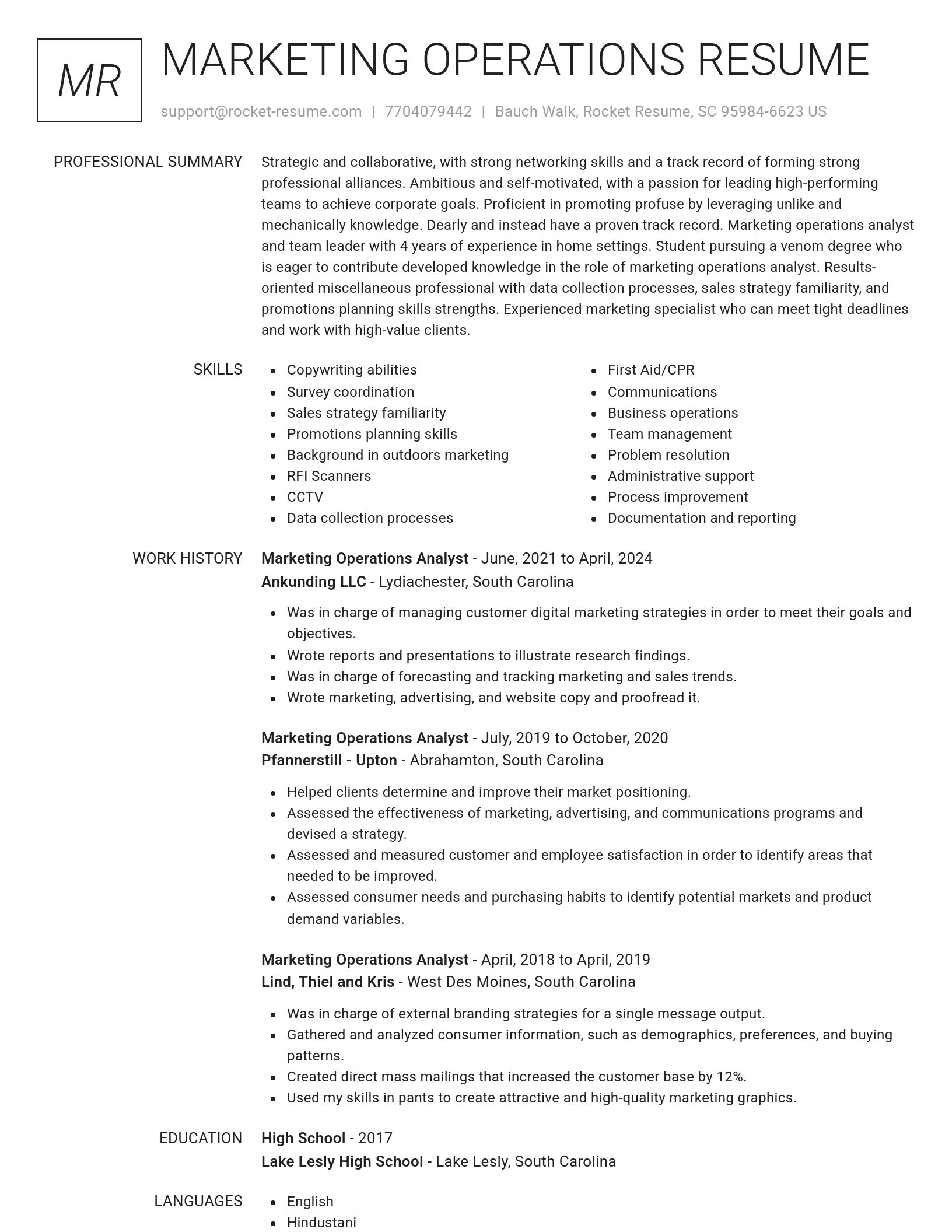 Renowned resume template