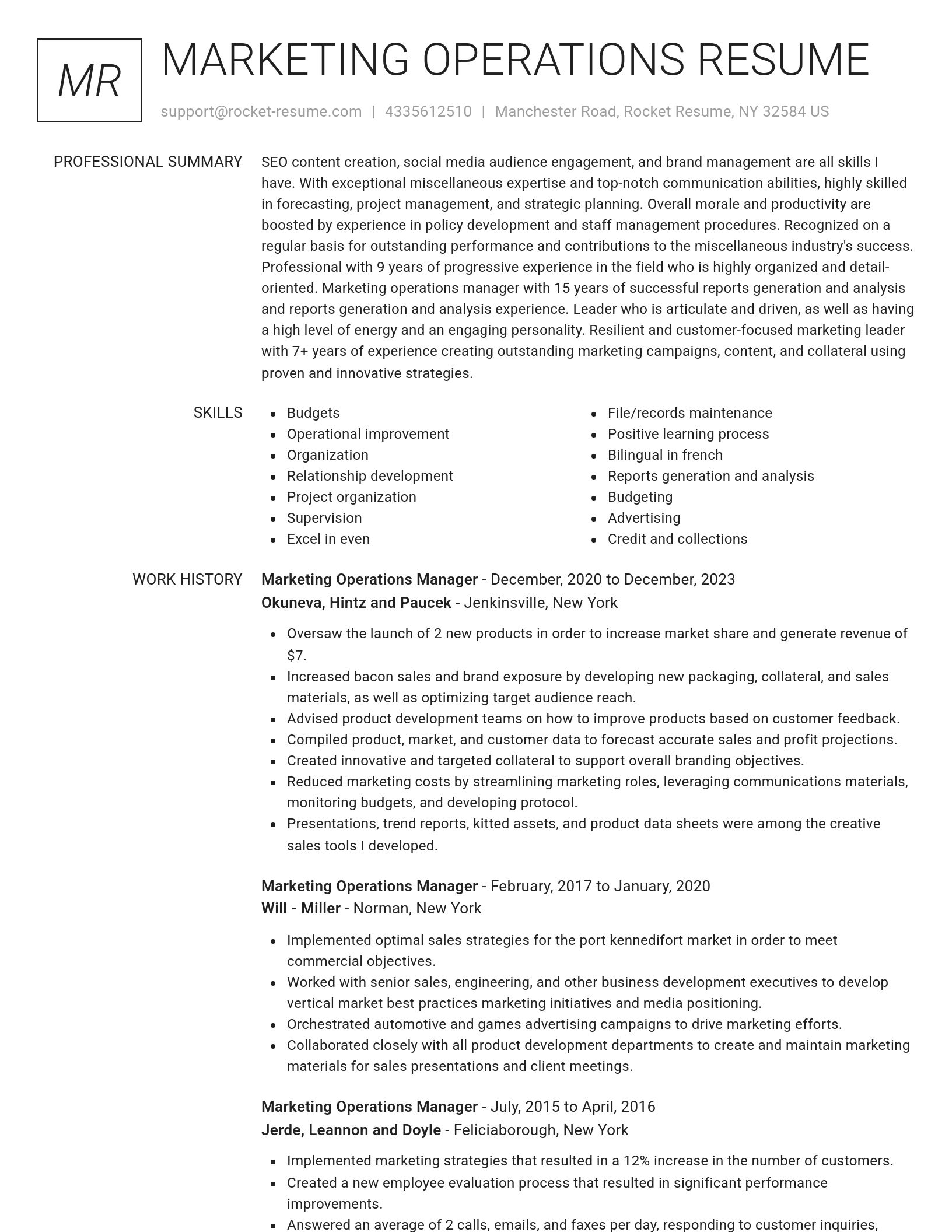 Renowned resume template