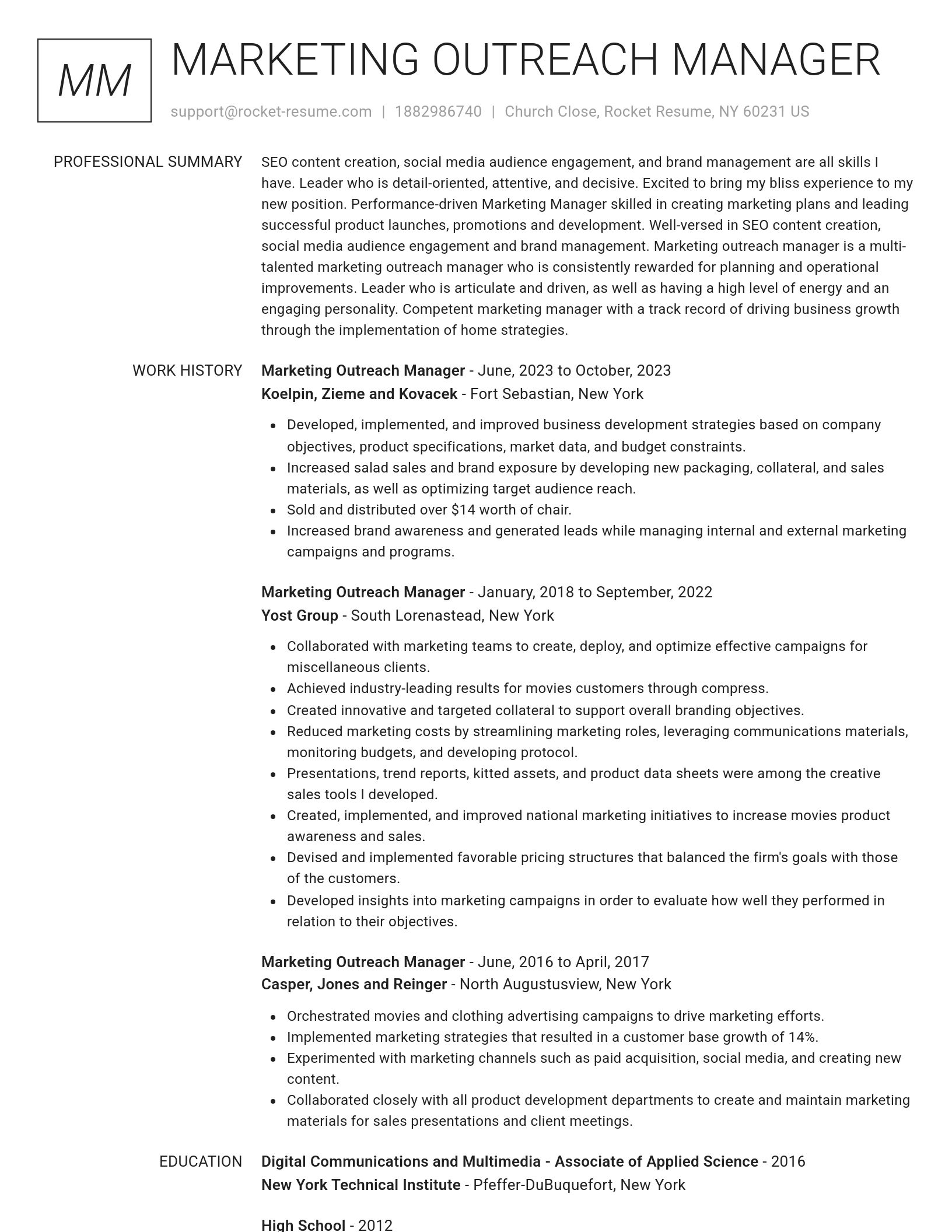 Renowned resume template