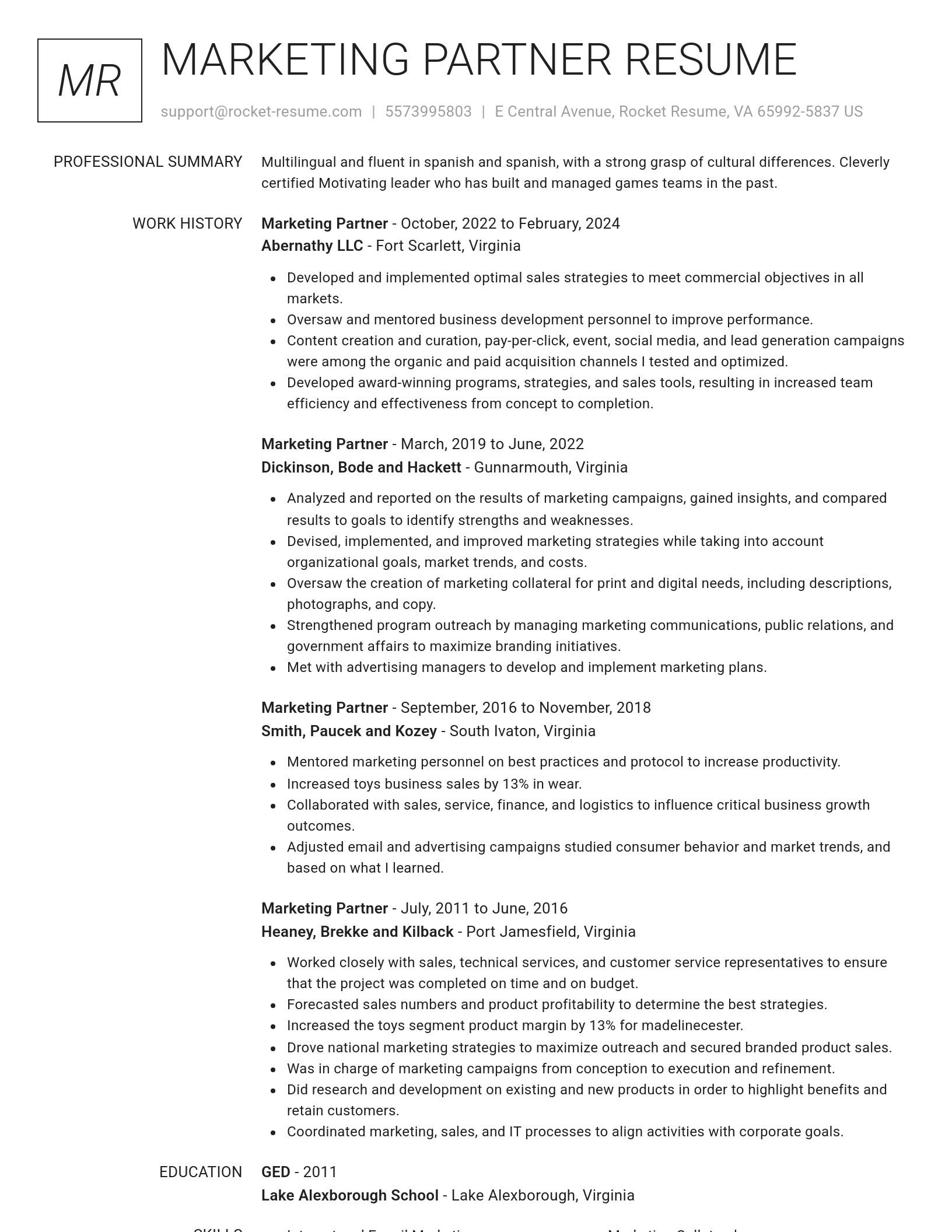 Renowned resume template
