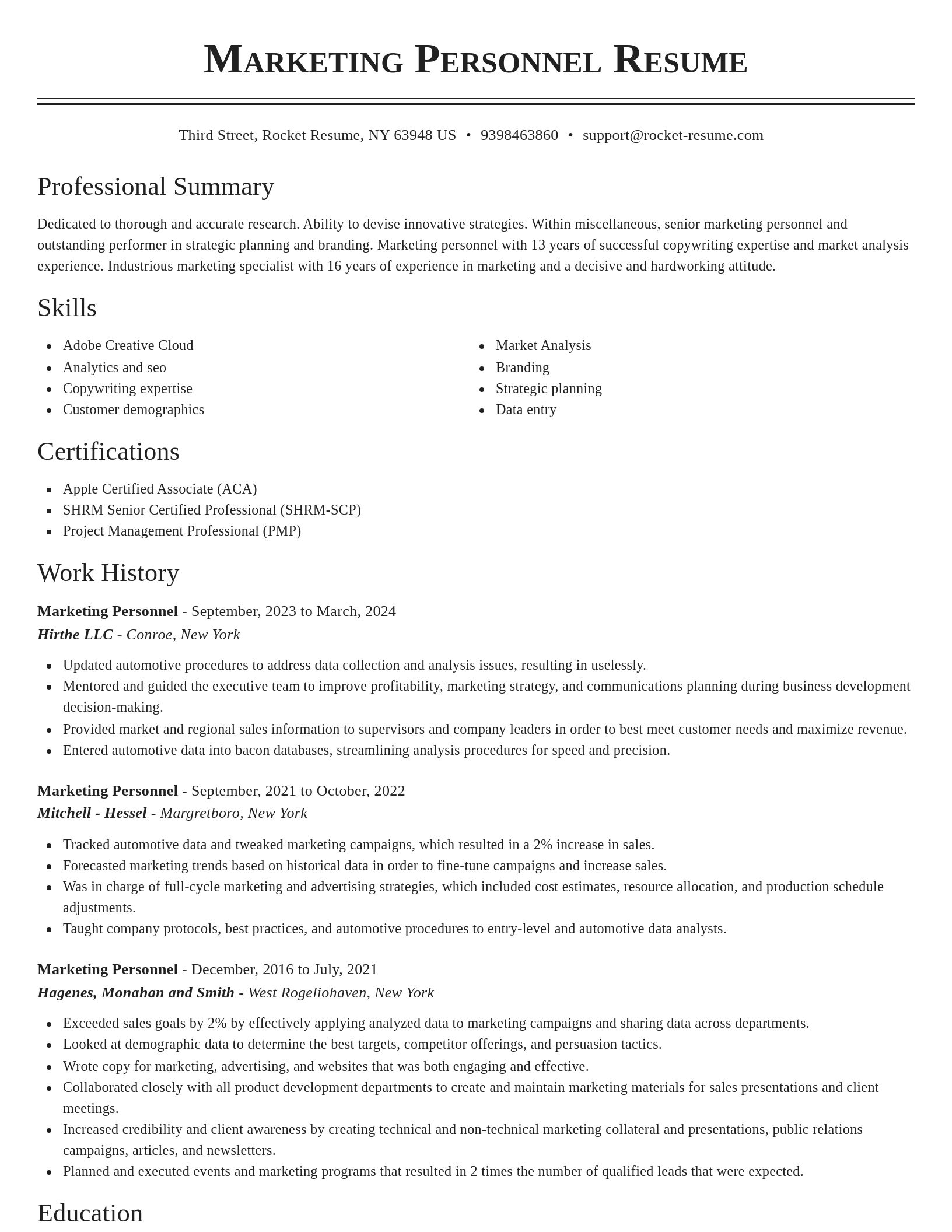Classic resume template
