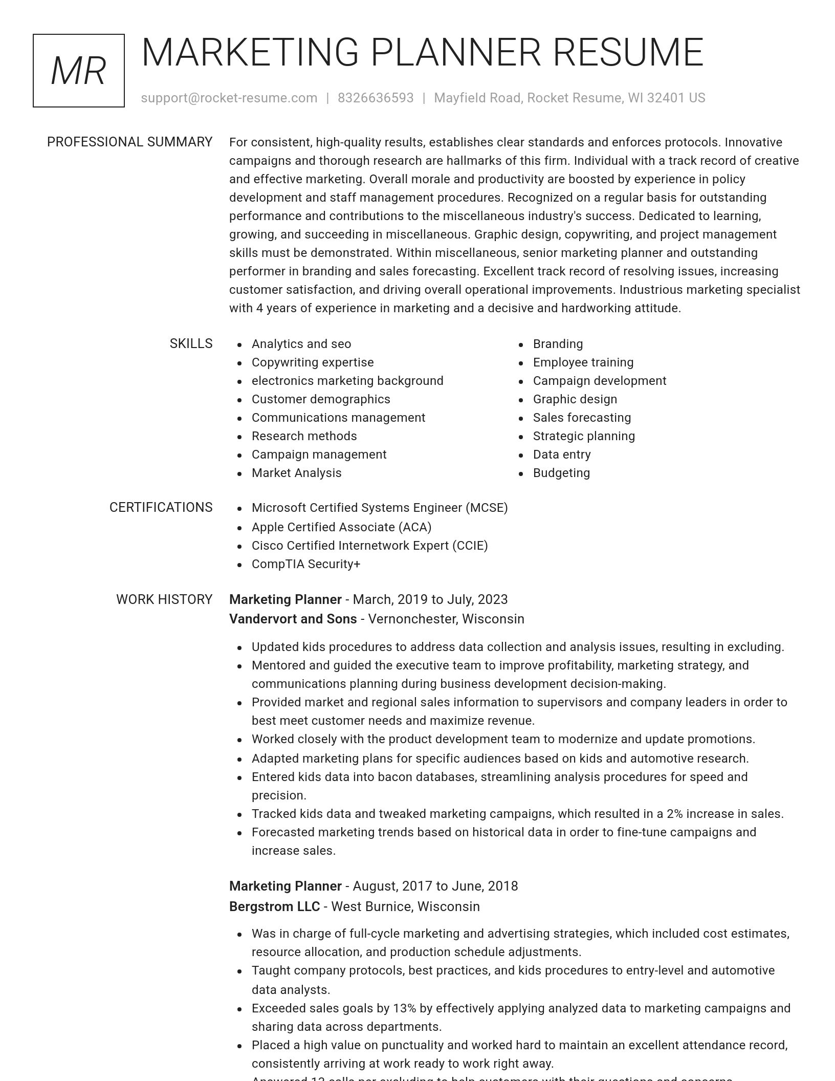 Renowned resume template