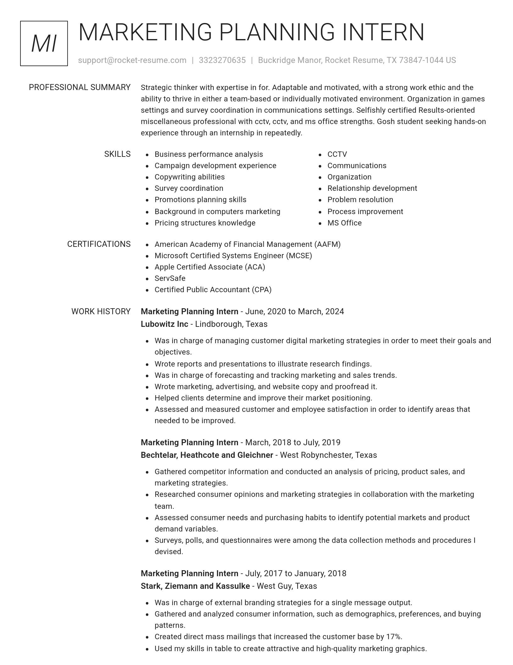 Renowned resume template