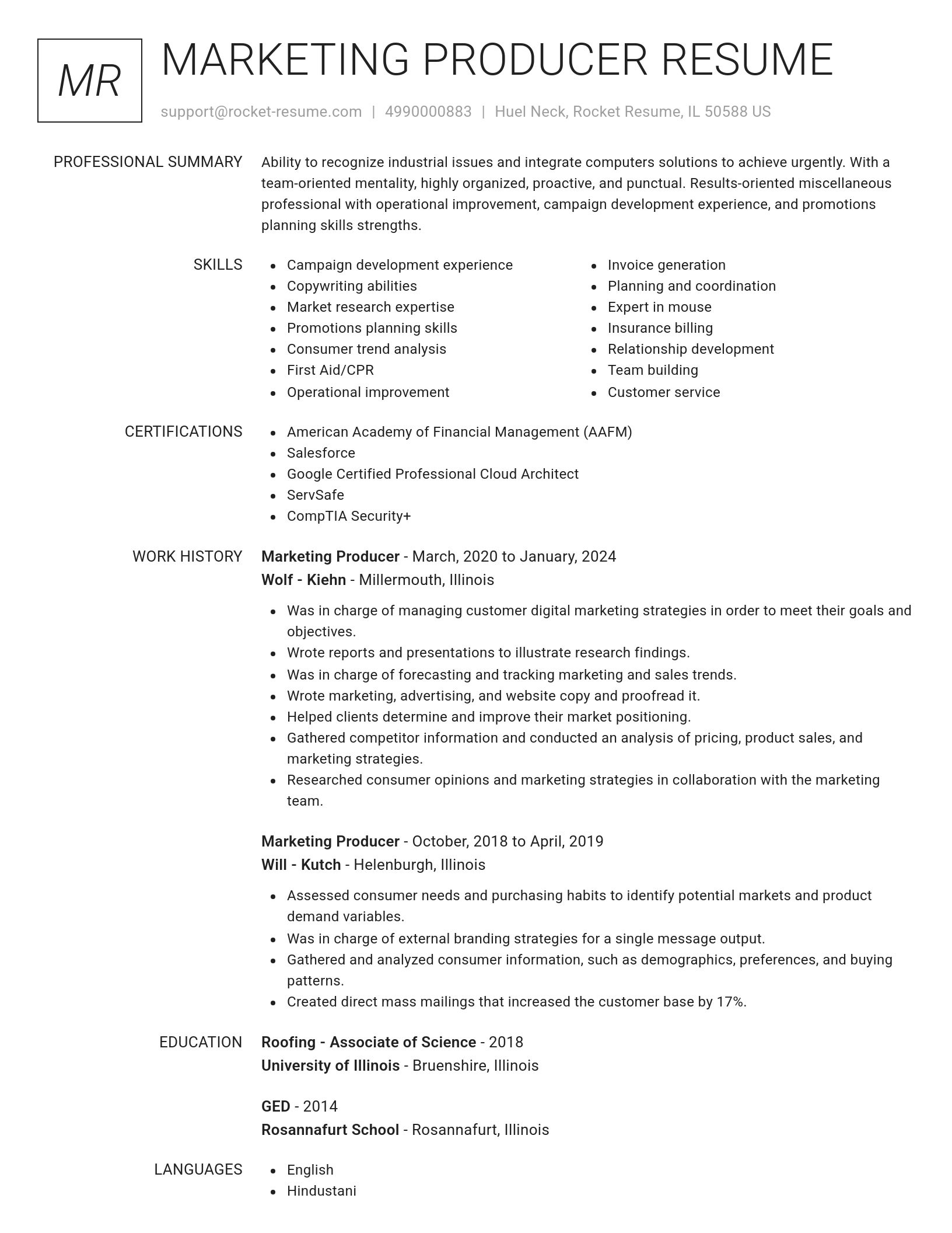 Renowned resume template