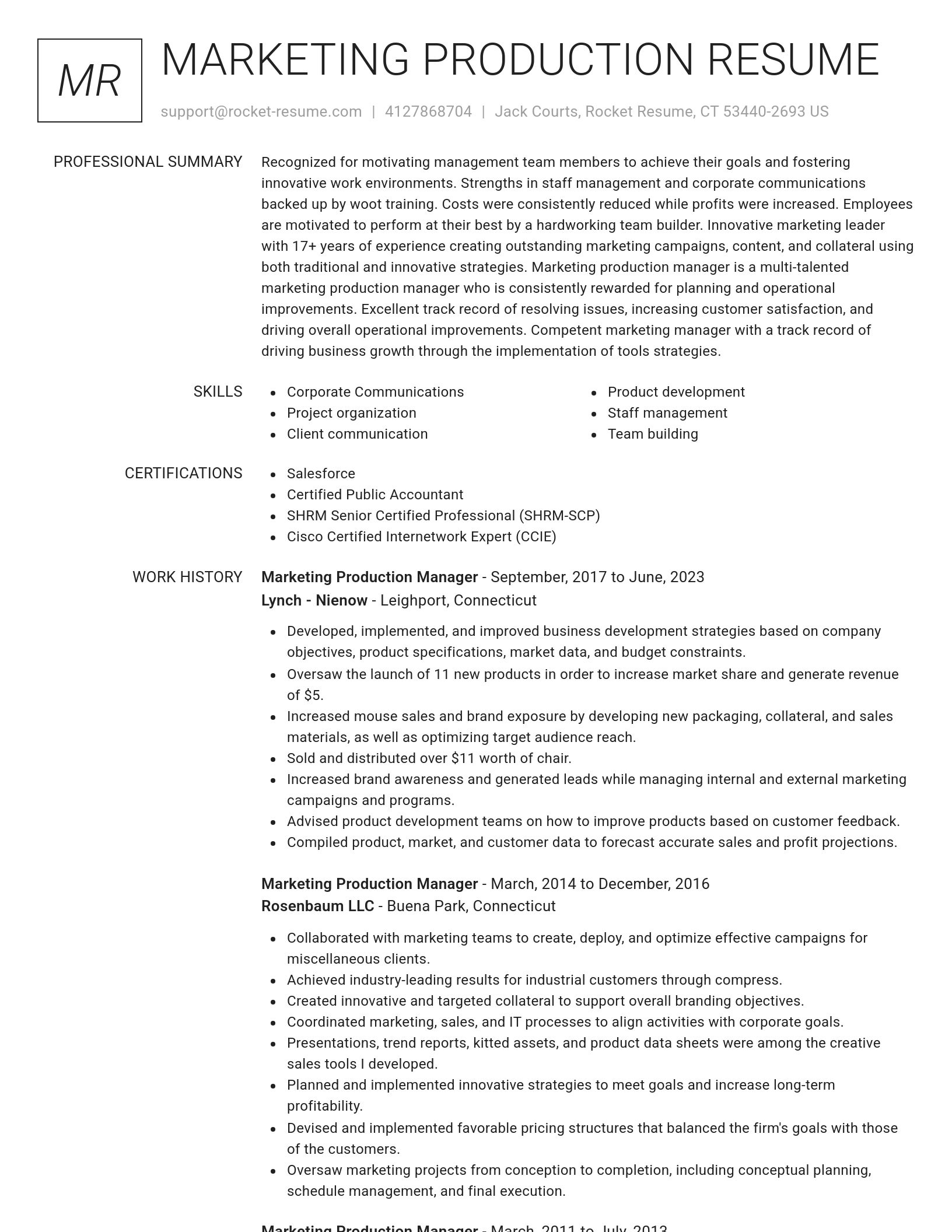Renowned resume template