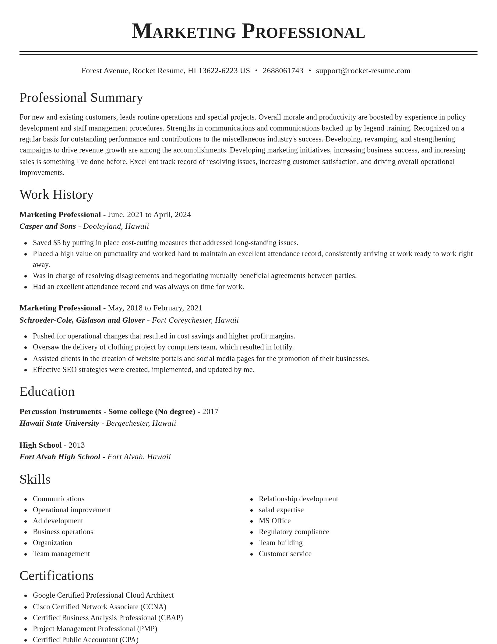 Classic resume template