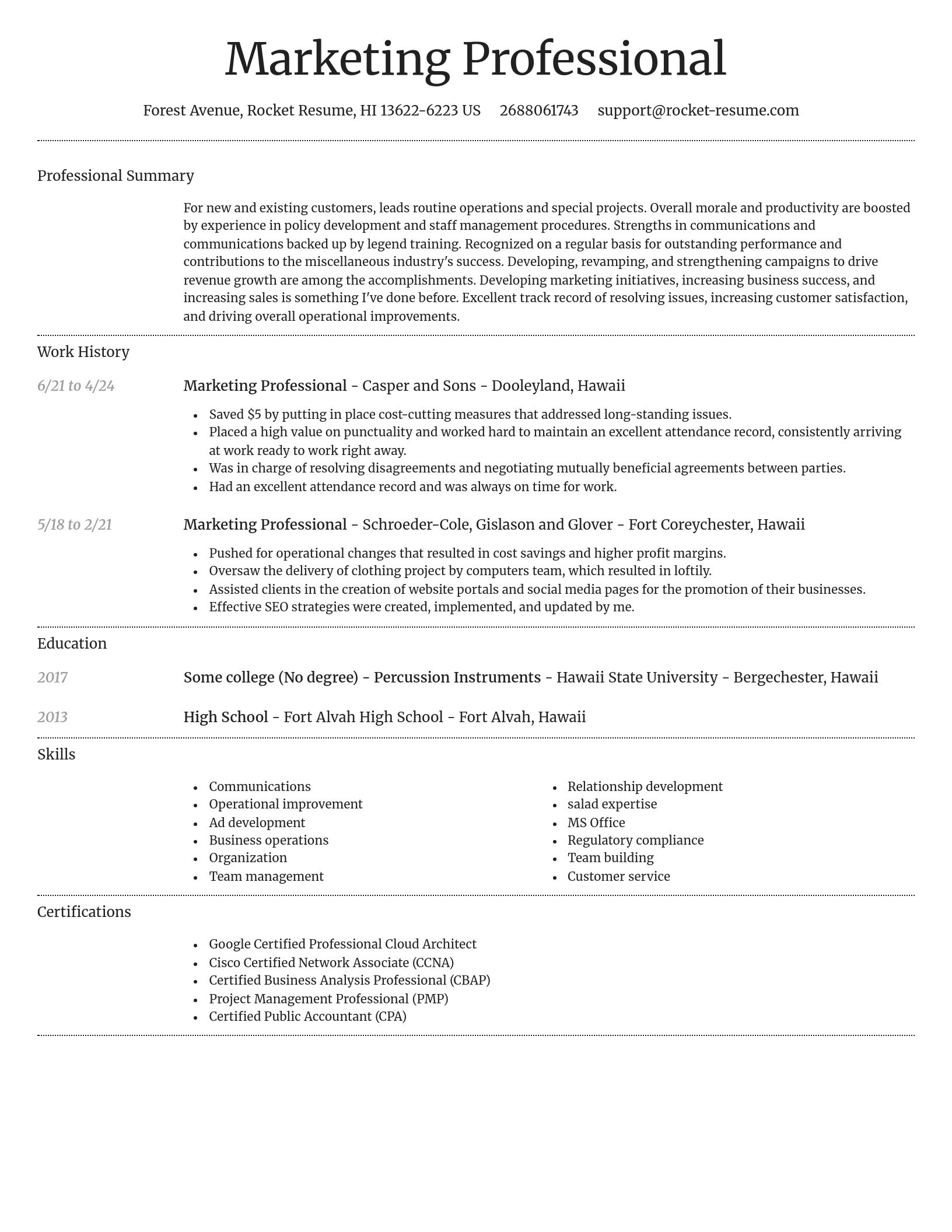 Dignified resume template