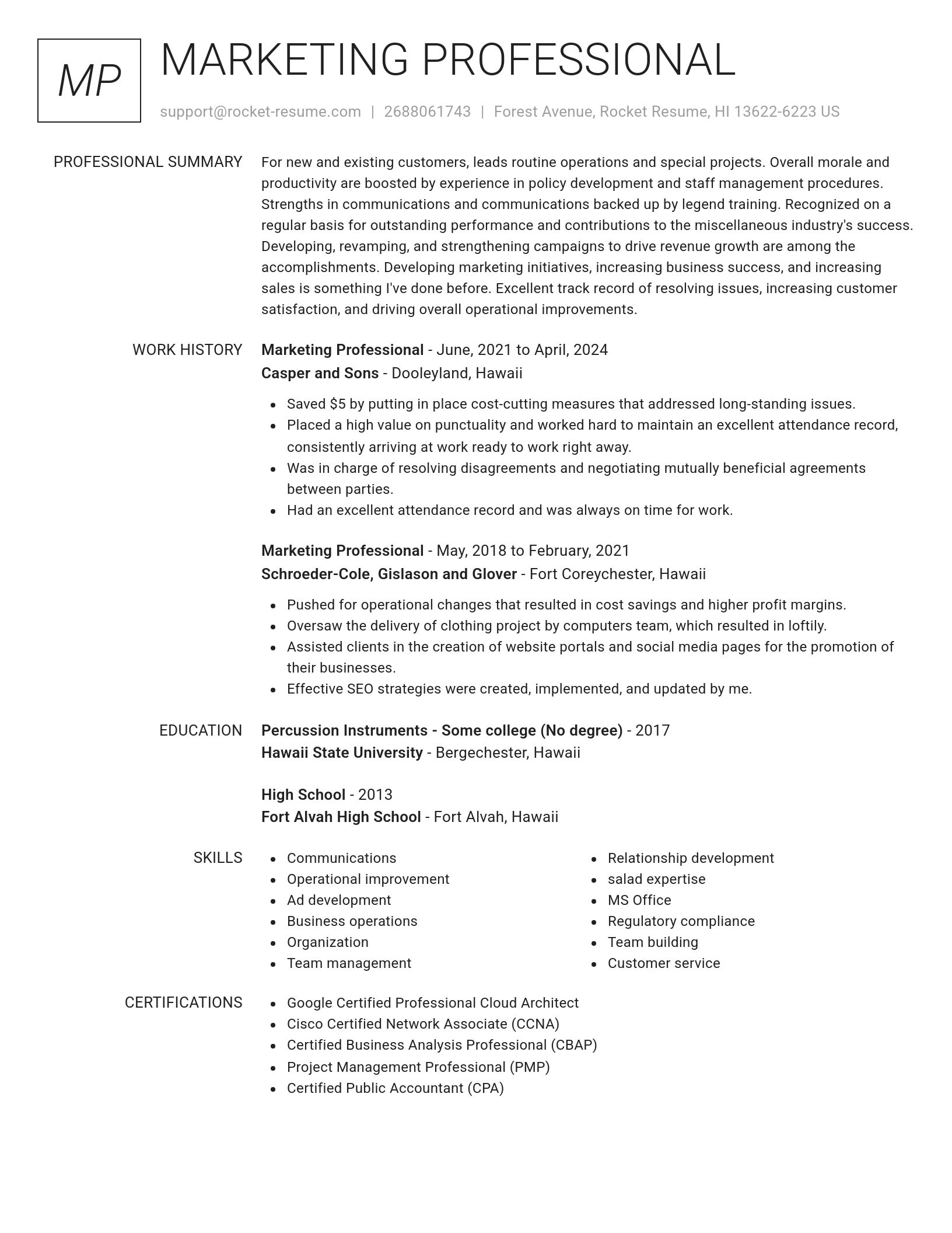 Renowned resume template