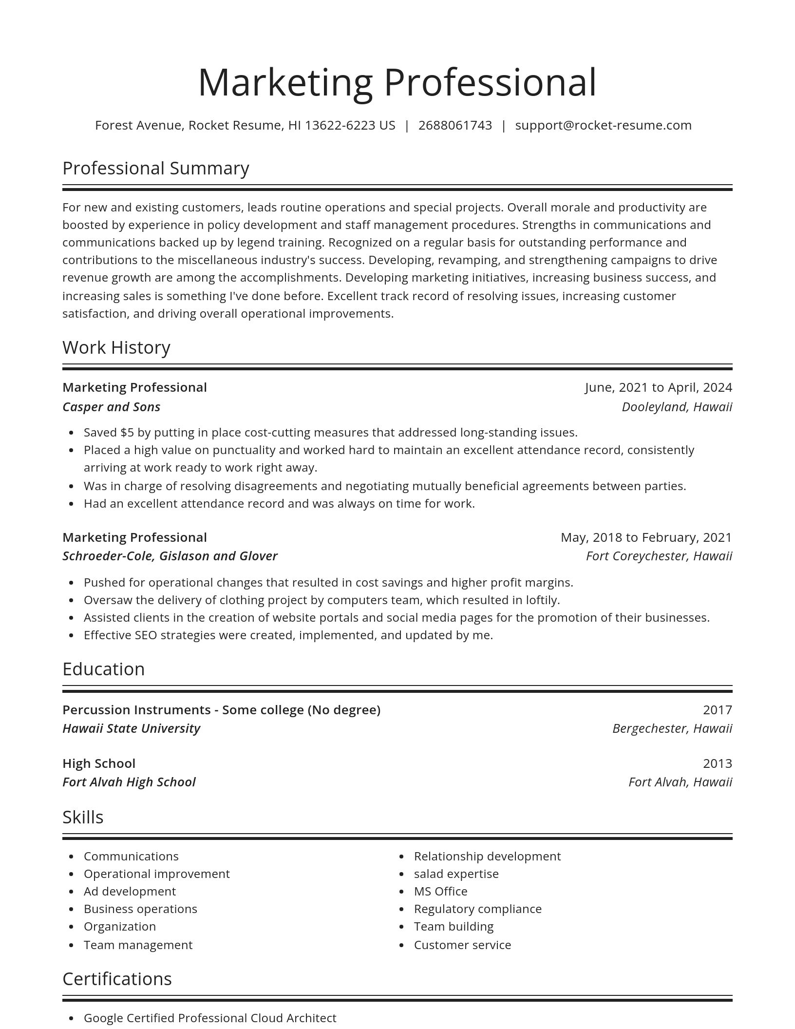 Spotlight resume template