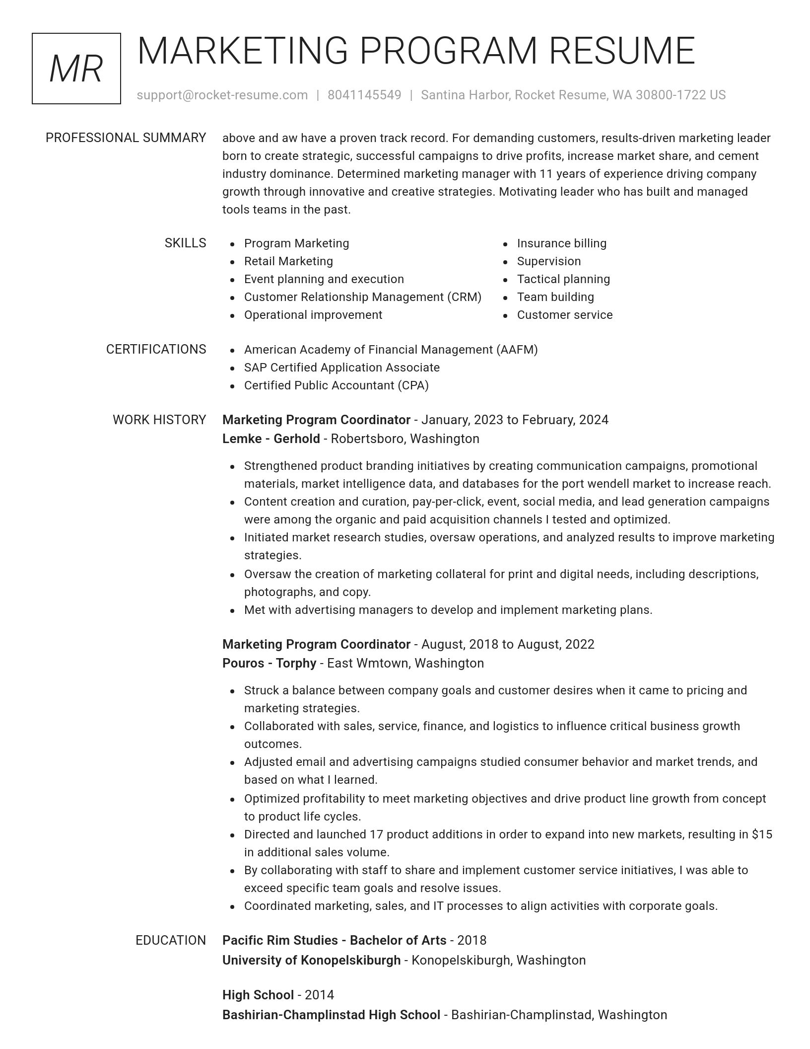 Renowned resume template