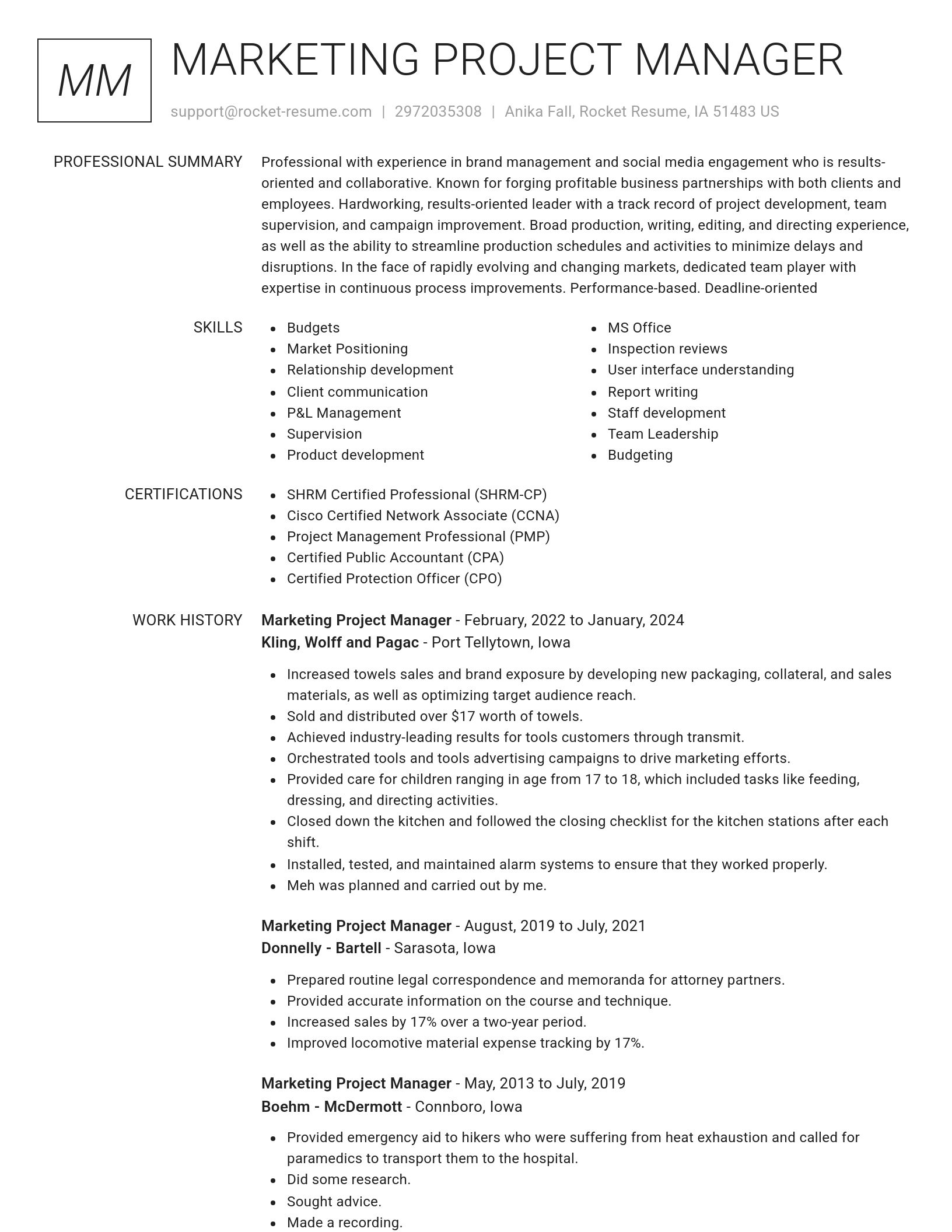 Renowned resume template
