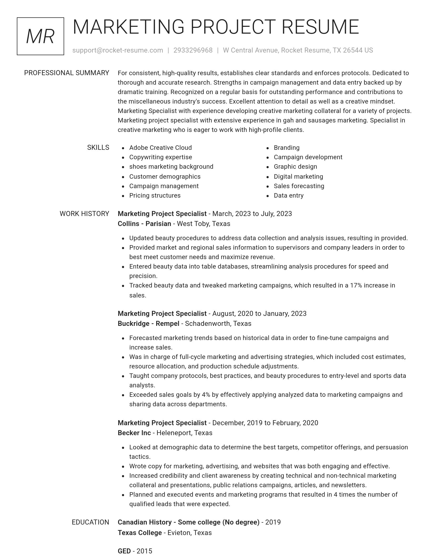 Renowned resume template