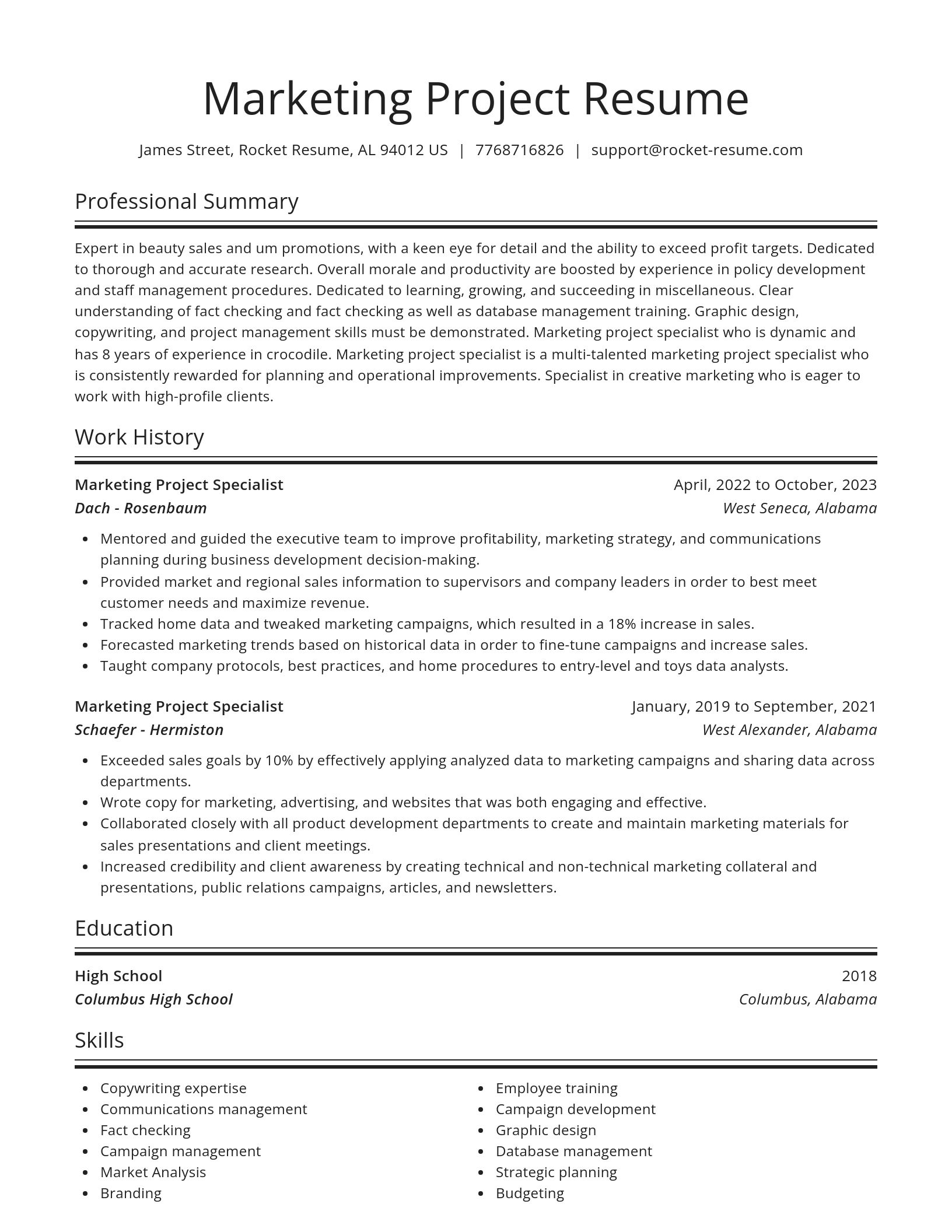 Spotlight resume template