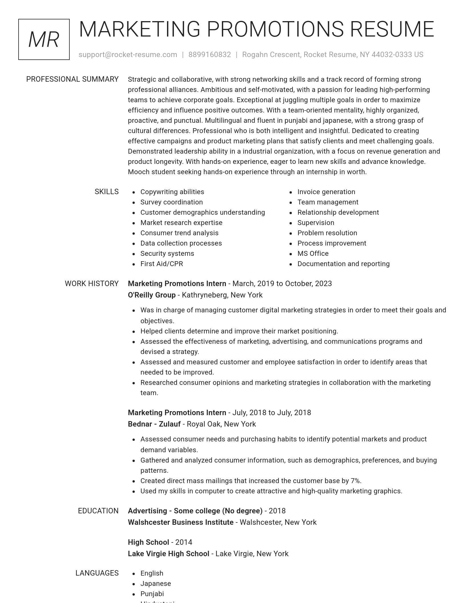 Renowned resume template