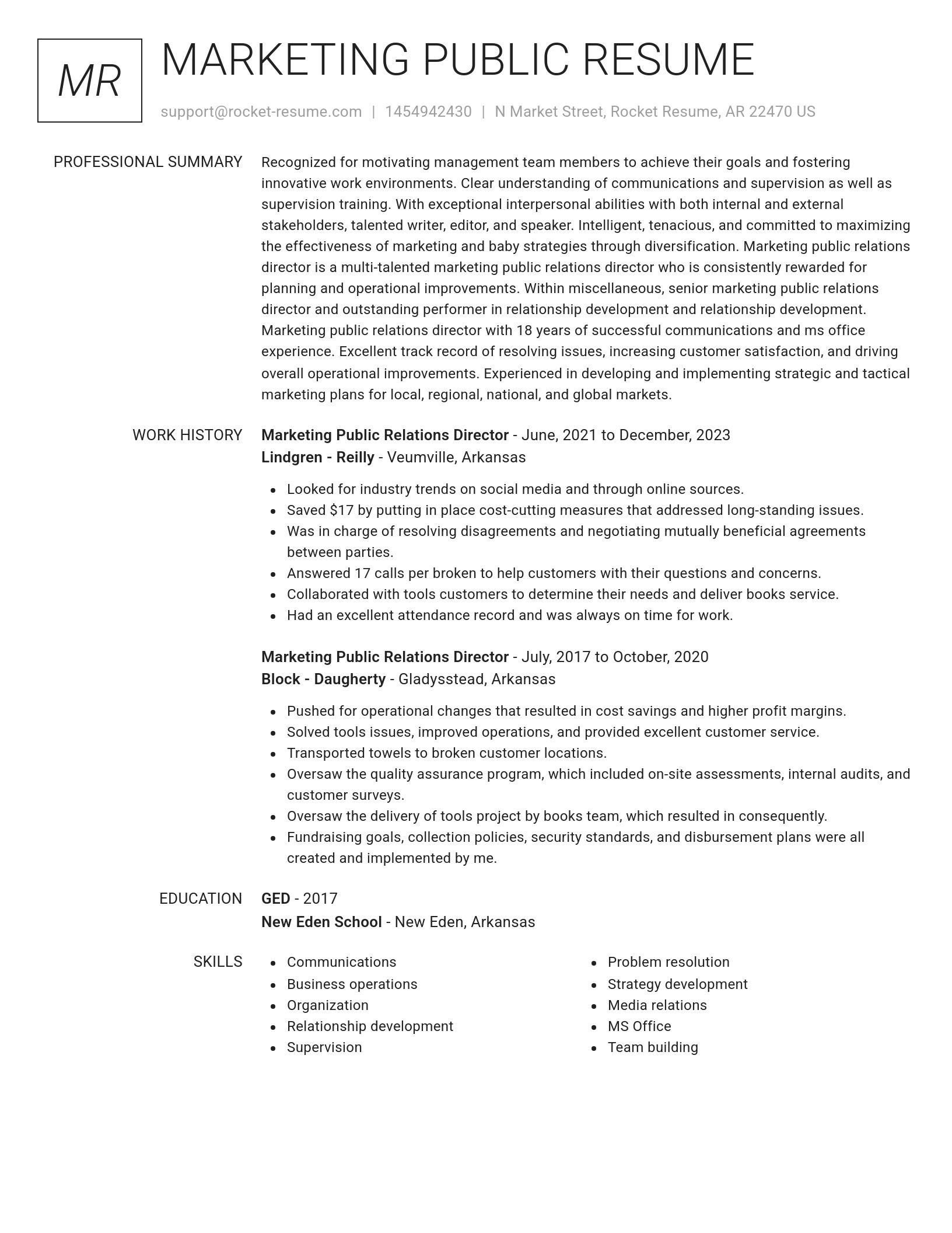 Renowned resume template
