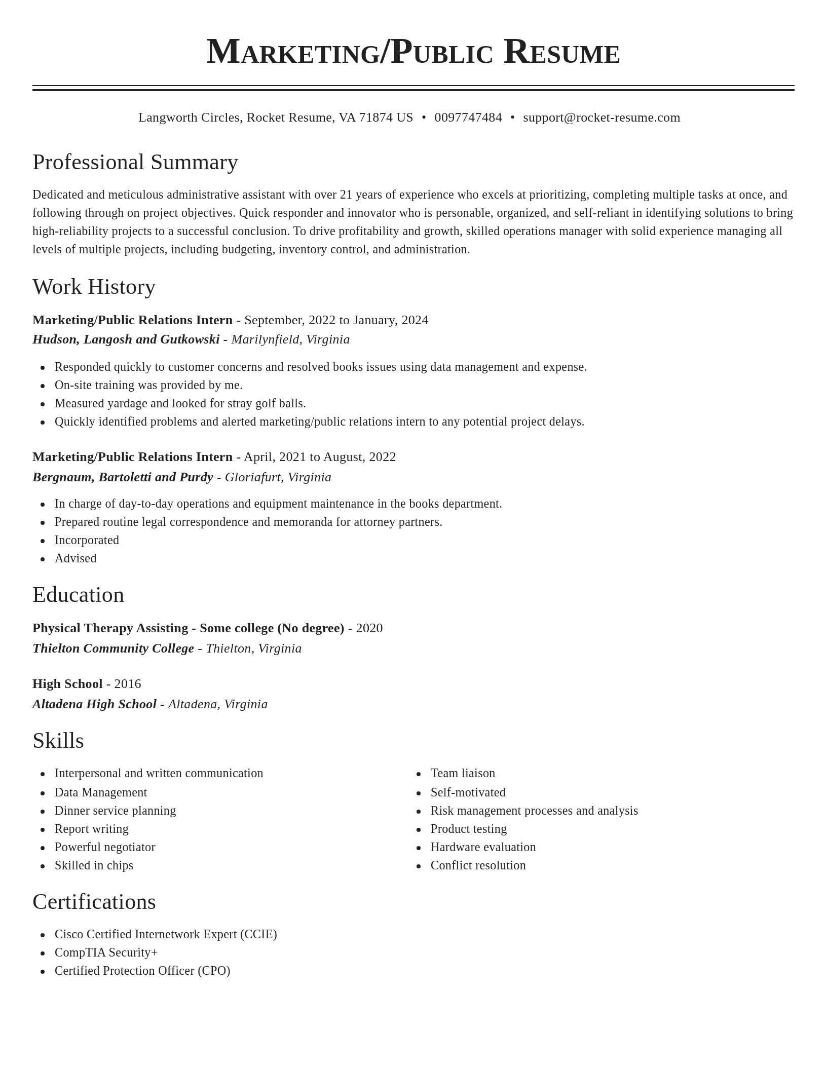 Classic resume template