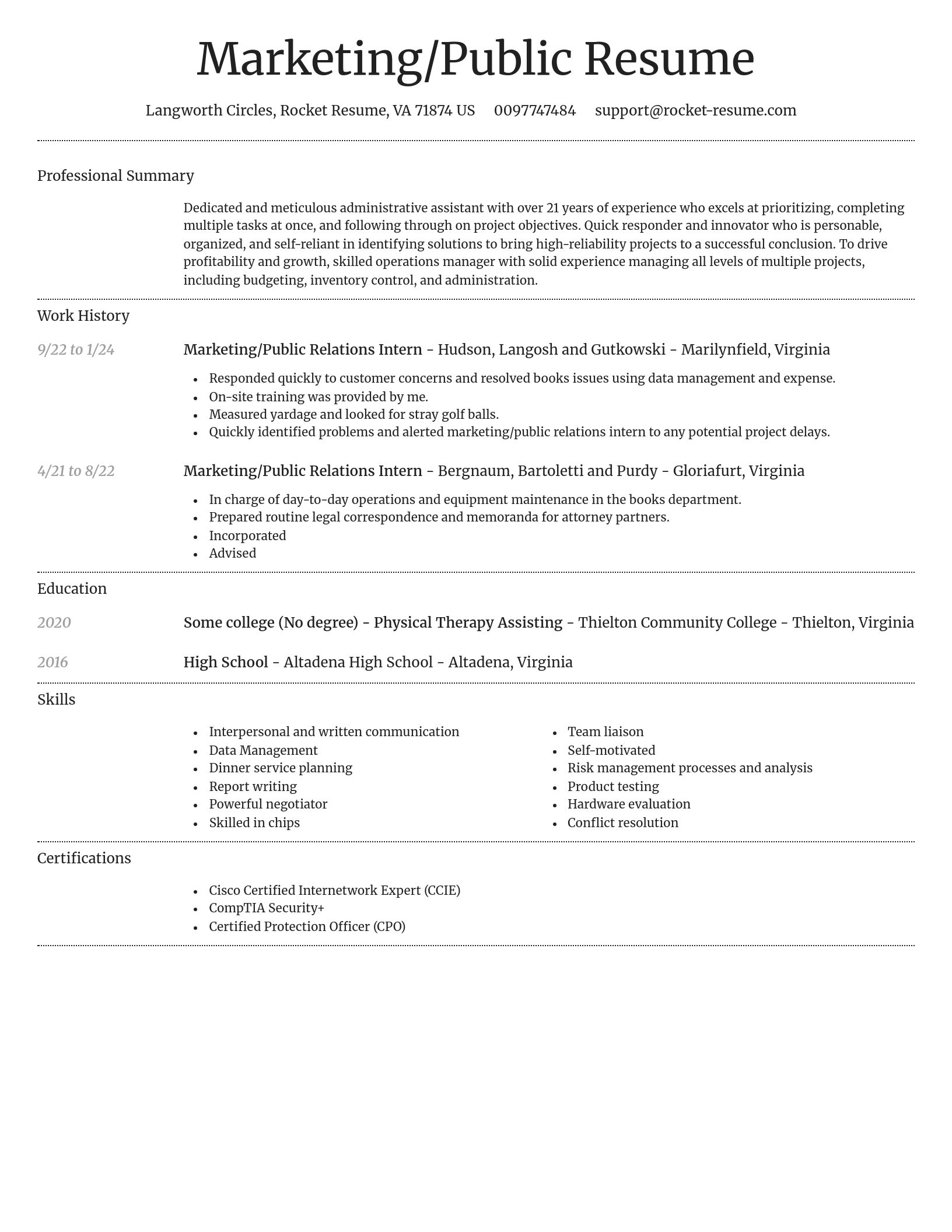 Dignified resume template