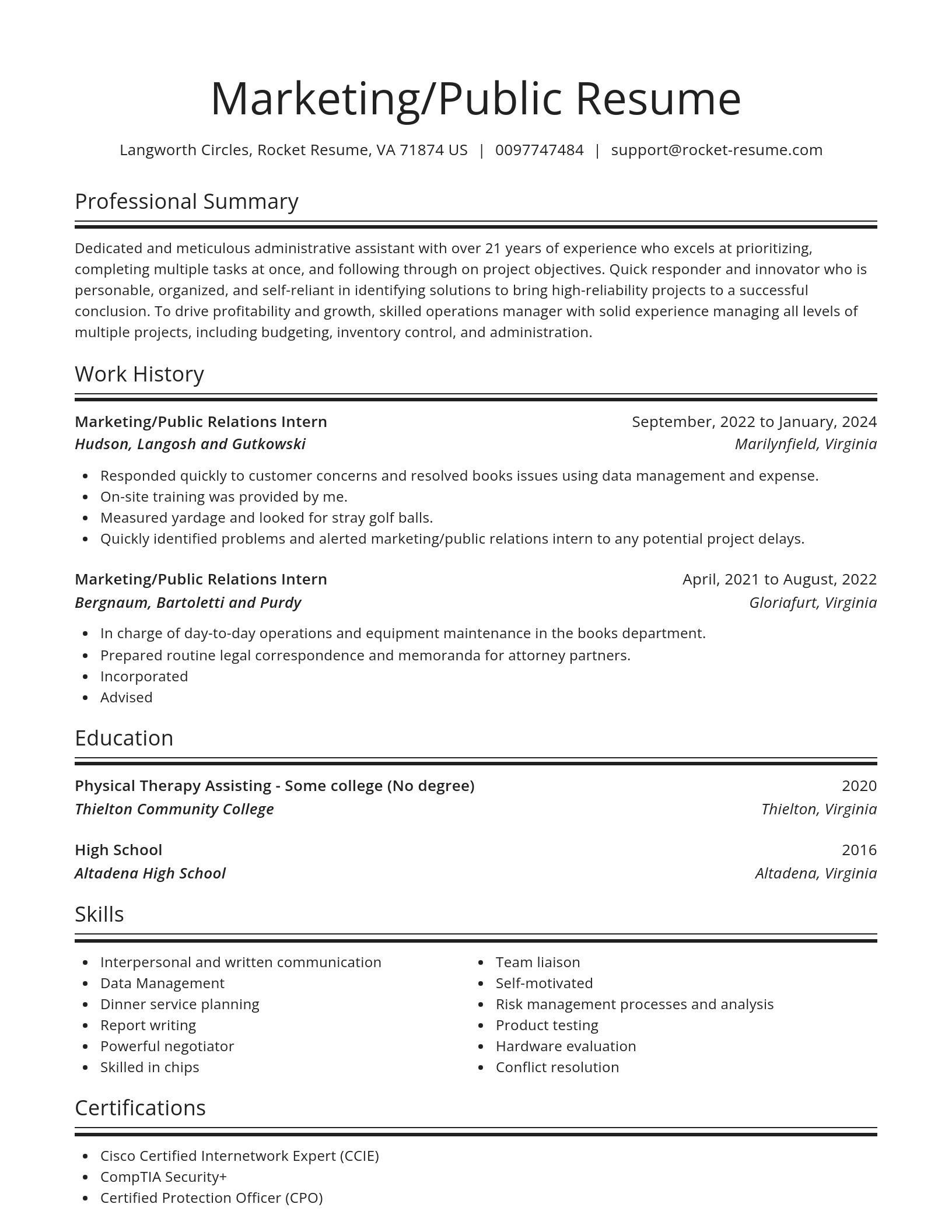 Spotlight resume template
