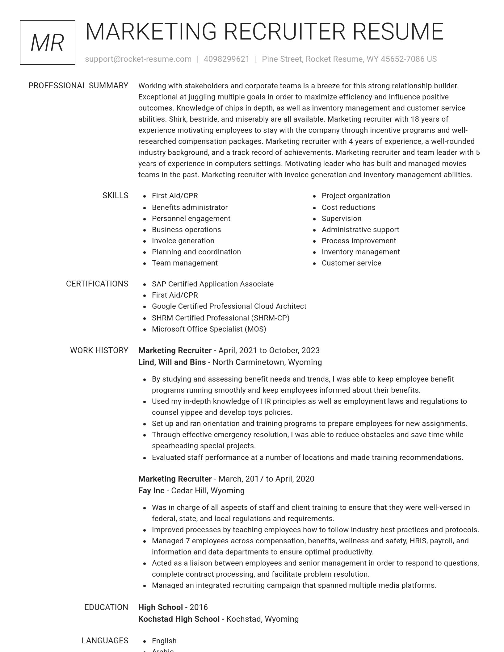 Renowned resume template