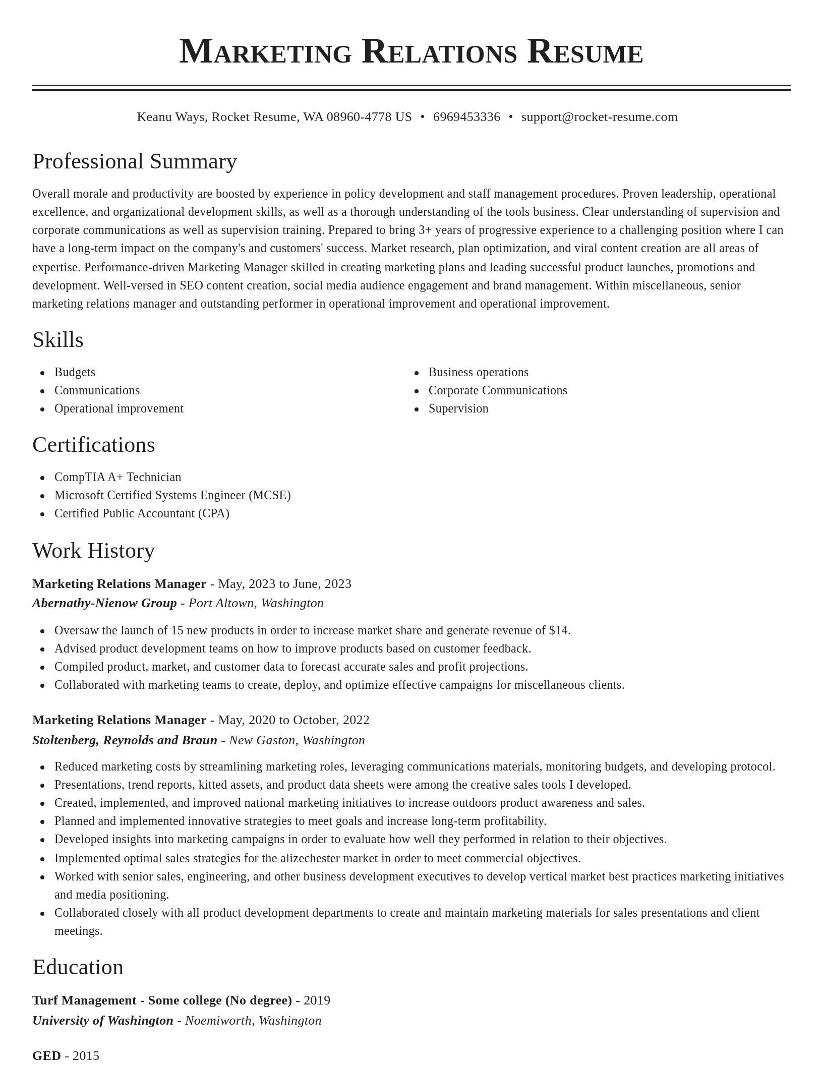 Classic resume template
