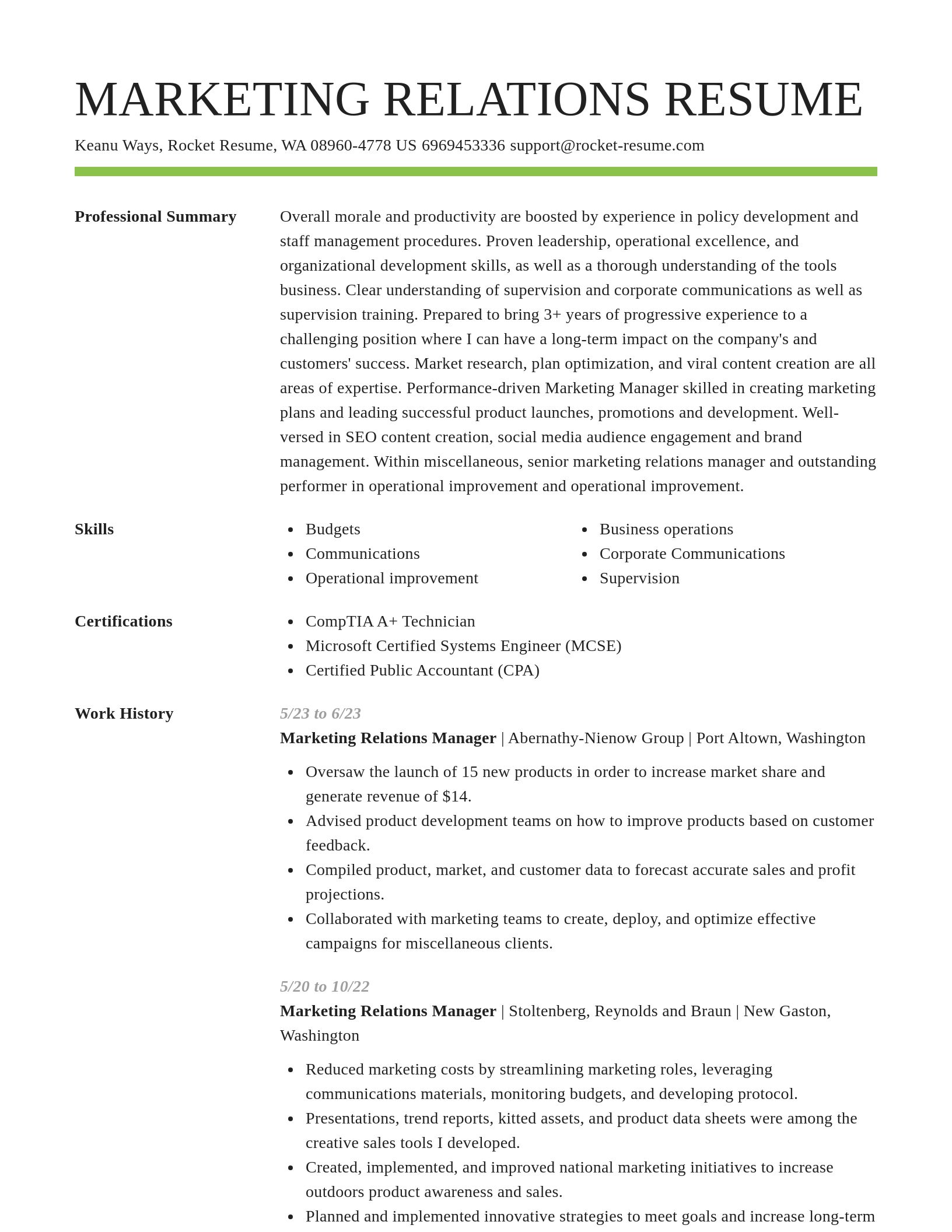 Smart resume template