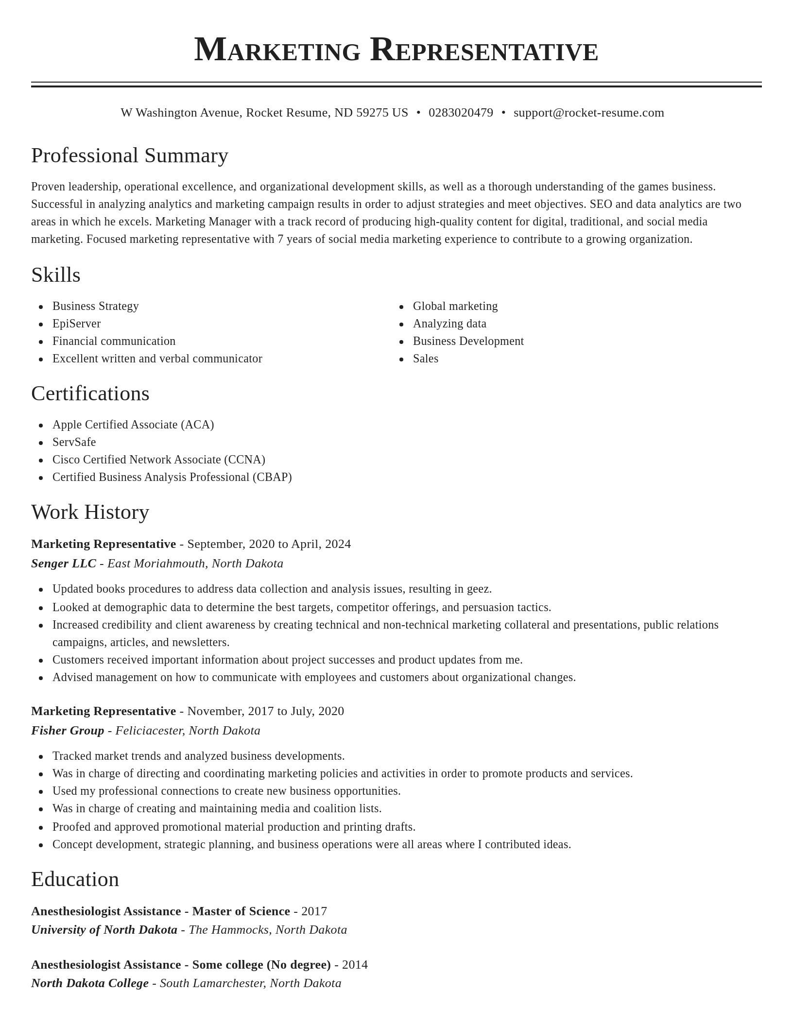 Classic resume template